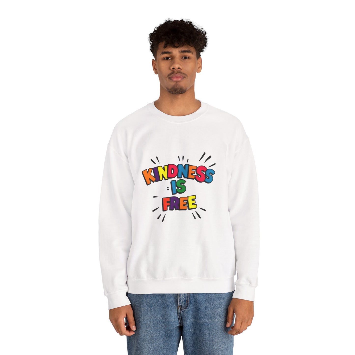 Colorful Kindness is Free Sweatshirt, Unisex Crewneck, Cozy Casual Wear, Gift for Friends, Positive Message Apparel