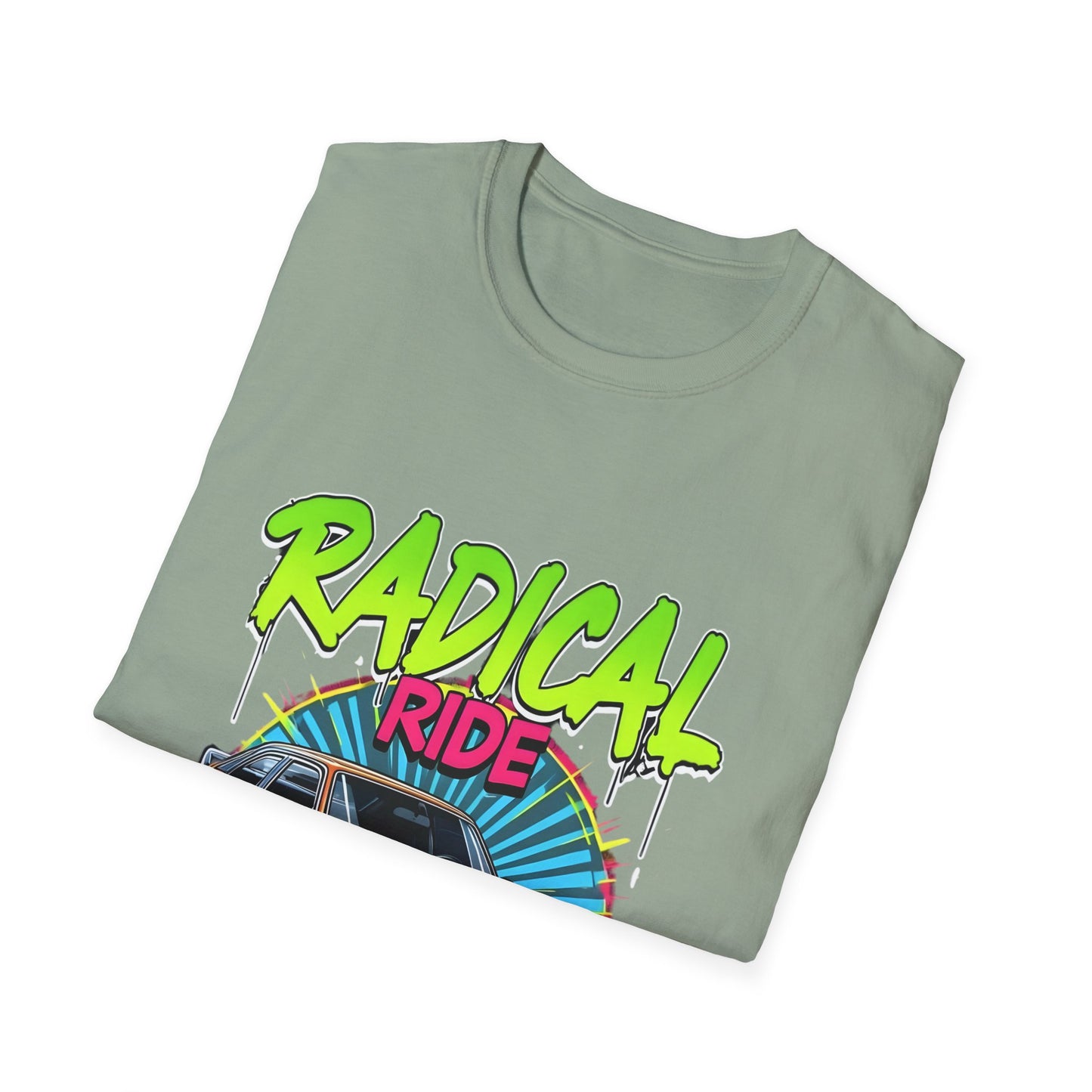 Retro Car T-Shirt, Unisex Softstyle Tee, Radical Ride Graphic Tee, Vintage Auto Apparel, Gift for Car Enthusiasts