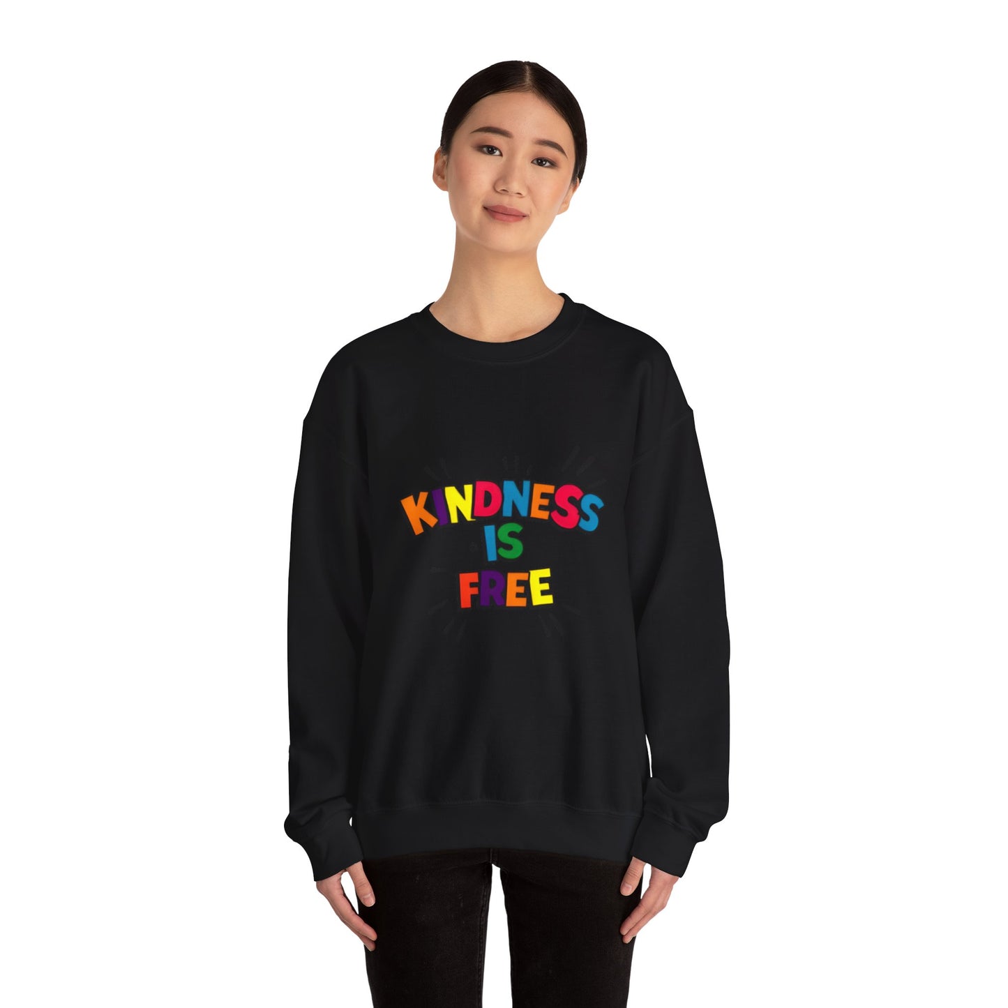 Colorful Kindness is Free Sweatshirt, Unisex Crewneck, Cozy Casual Wear, Gift for Friends, Positive Message Apparel