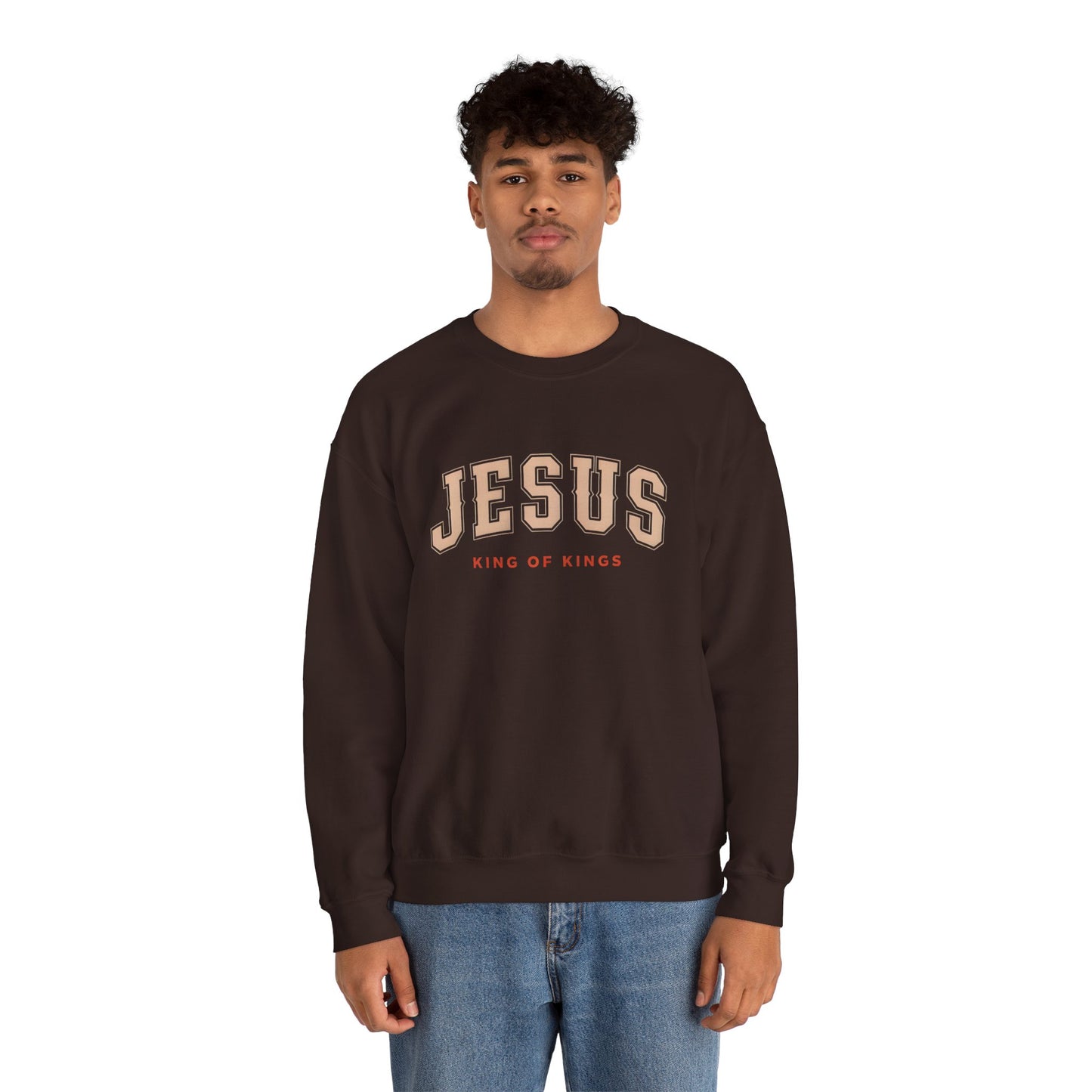 Jesus Crewneck Sweatshirt, Religious Apparel, Christian Gift, Cozy Unisex Sweatshirt, Faith-Based Wardrobe, King of Kings Fashion