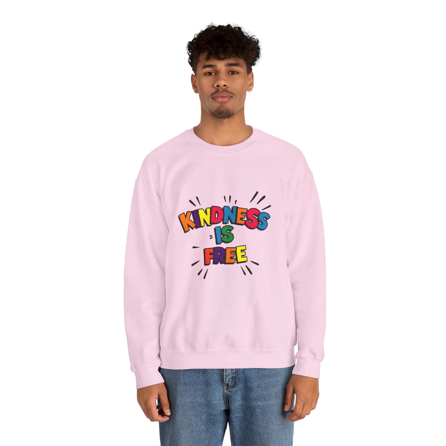 Colorful Kindness is Free Sweatshirt, Unisex Crewneck, Cozy Casual Wear, Gift for Friends, Positive Message Apparel