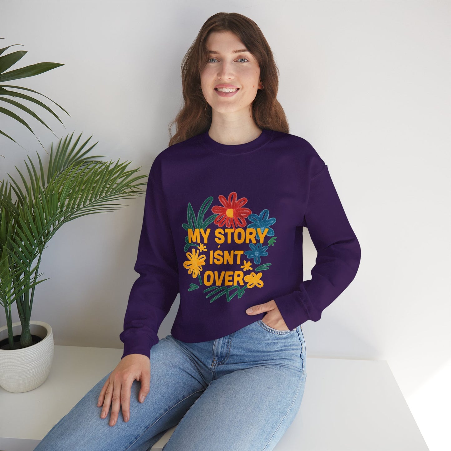 Floral Motivational Crewneck Sweatshirt, Cozy Unisex Sweatshirt, Inspirational Gift, Spring Fashion, Self-Care Apparel