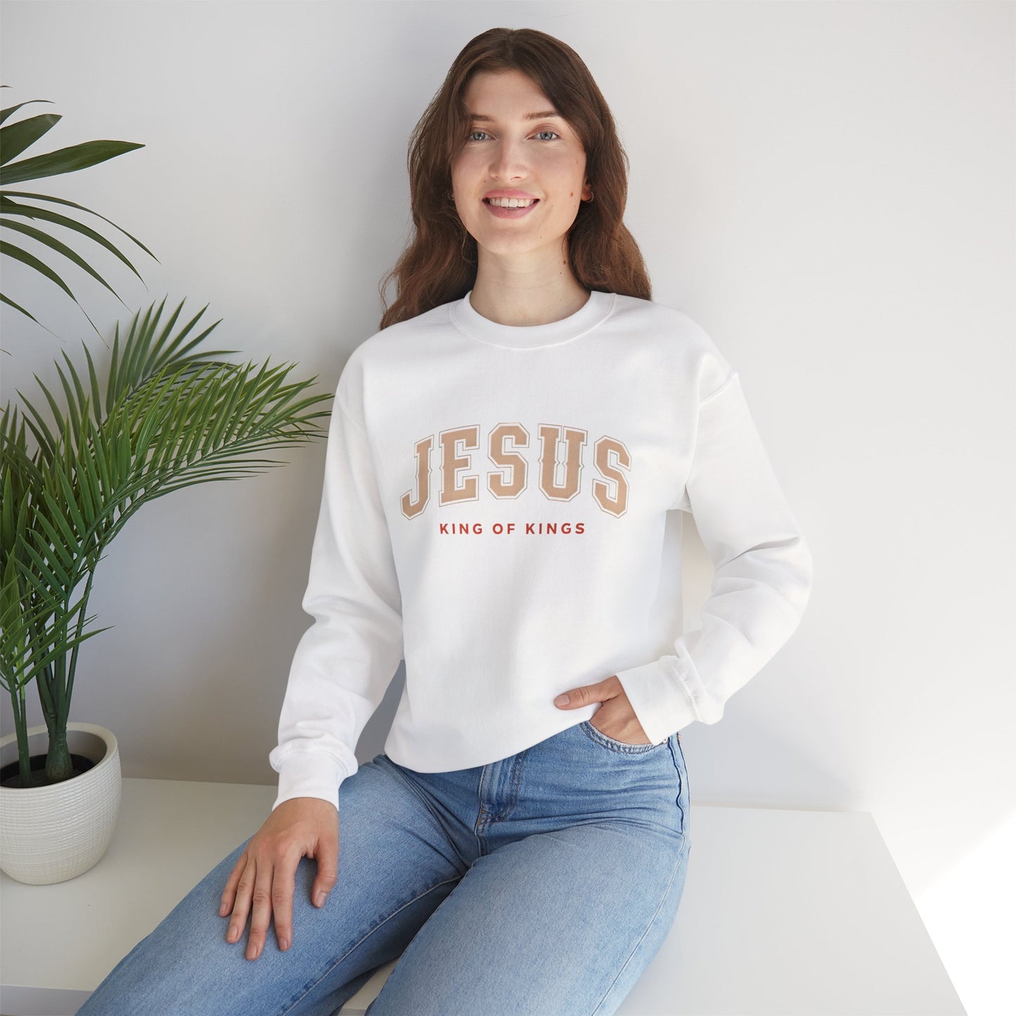 Jesus Crewneck Sweatshirt, Religious Apparel, Christian Gift, Cozy Unisex Sweatshirt, Faith-Based Wardrobe, King of Kings Fashion
