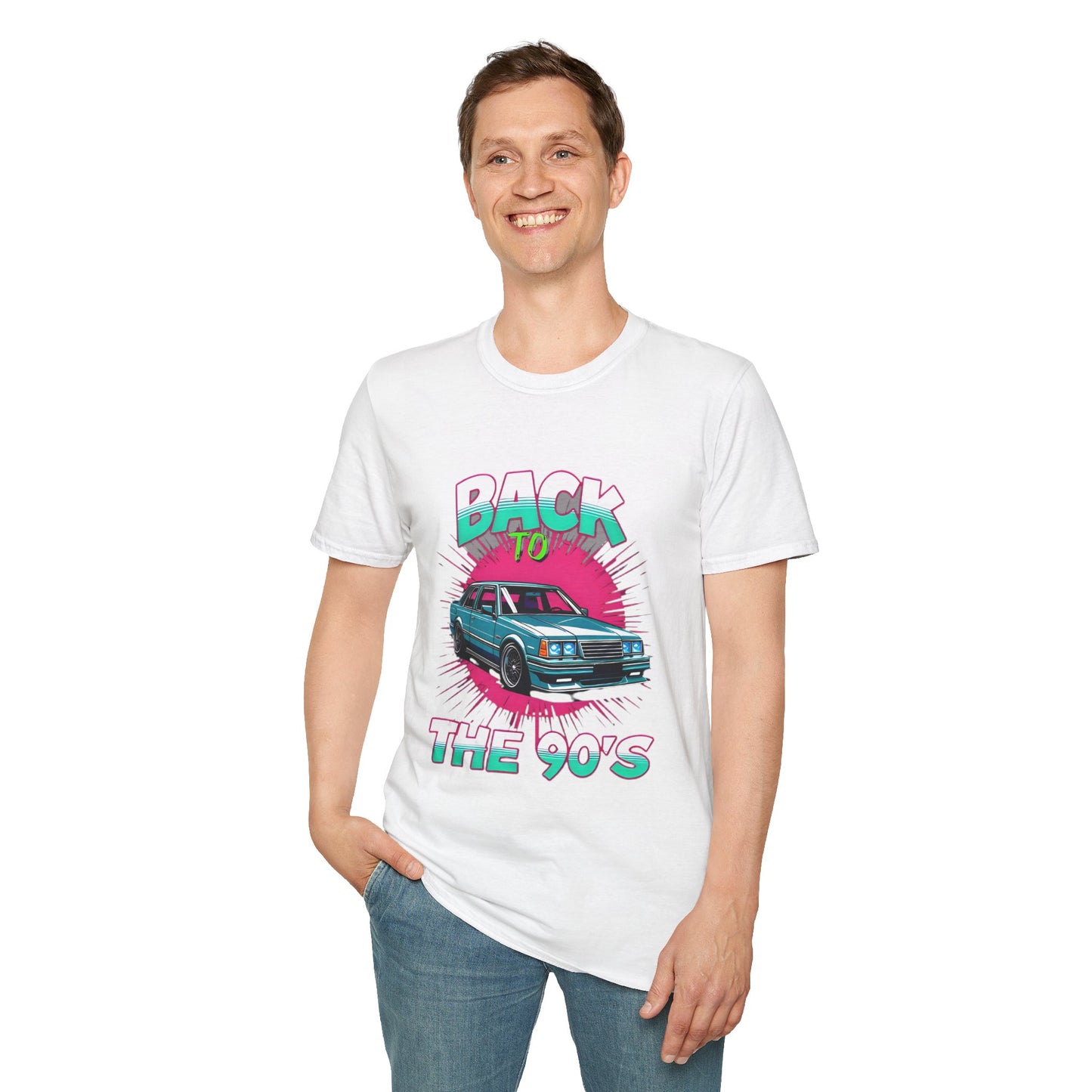 90s Retro Unisex Softstyle T-Shirt, Cool Vintage Car Tee, Nostalgic Graphic Shirt, Casual Gift for Car Lovers, Summer Fashion, Unisex Outfit