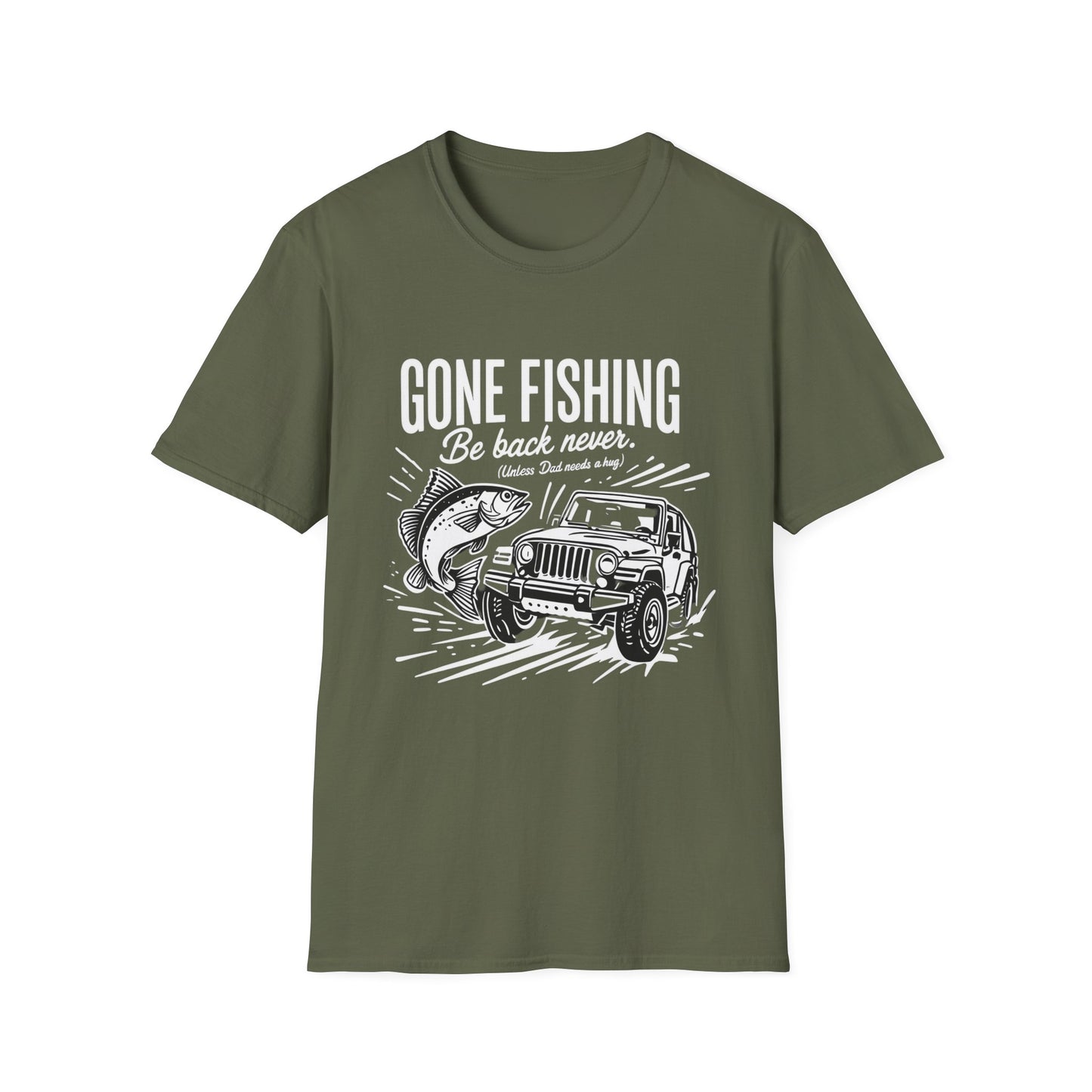 Gone Fishing Unisex Softstyle T-Shirt, Fun Fishing Tee, Outdoor Adventure Shirt, Gift for Fisherman, Casual Travel Wear