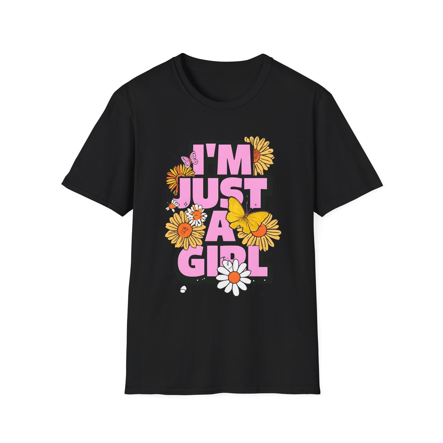 “I'm Just a Girl” Floral Unisex Softstyle T-Shirt – Expressive, Comfortable & Stylish