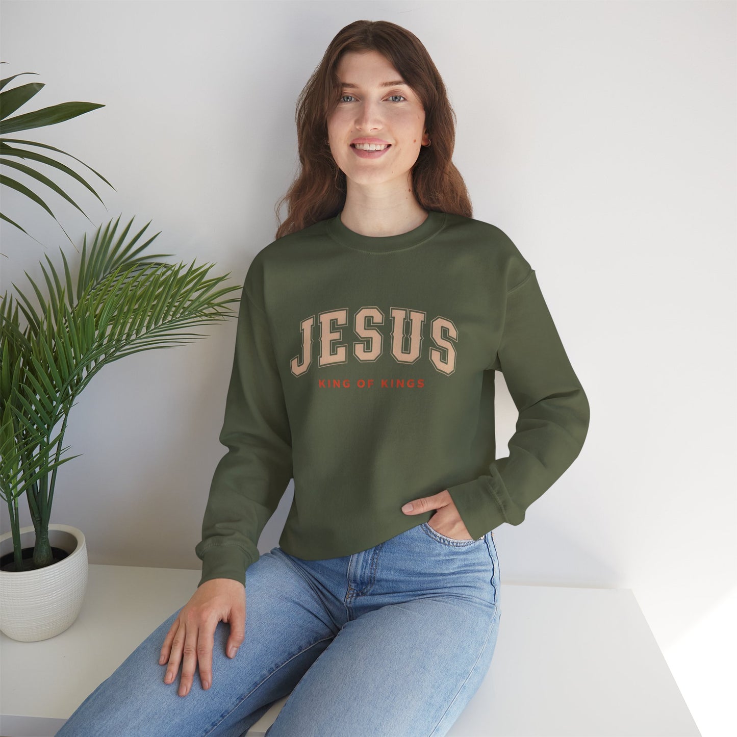 Jesus Crewneck Sweatshirt, Religious Apparel, Christian Gift, Cozy Unisex Sweatshirt, Faith-Based Wardrobe, King of Kings Fashion