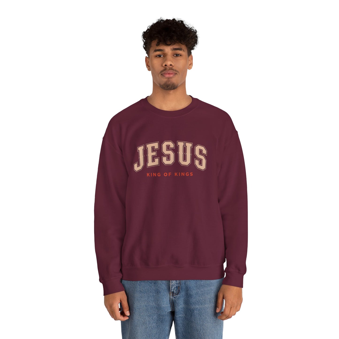 Jesus Crewneck Sweatshirt, Religious Apparel, Christian Gift, Cozy Unisex Sweatshirt, Faith-Based Wardrobe, King of Kings Fashion
