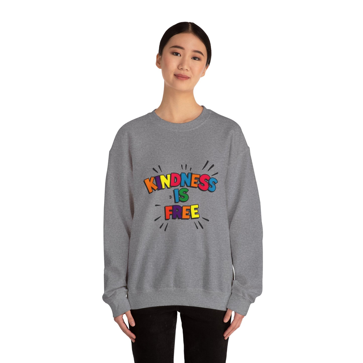 Colorful Kindness is Free Sweatshirt, Unisex Crewneck, Cozy Casual Wear, Gift for Friends, Positive Message Apparel