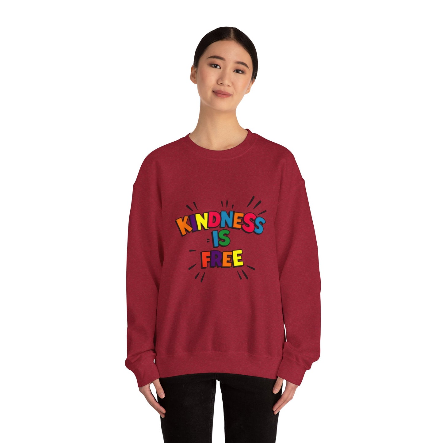 Colorful Kindness is Free Sweatshirt, Unisex Crewneck, Cozy Casual Wear, Gift for Friends, Positive Message Apparel