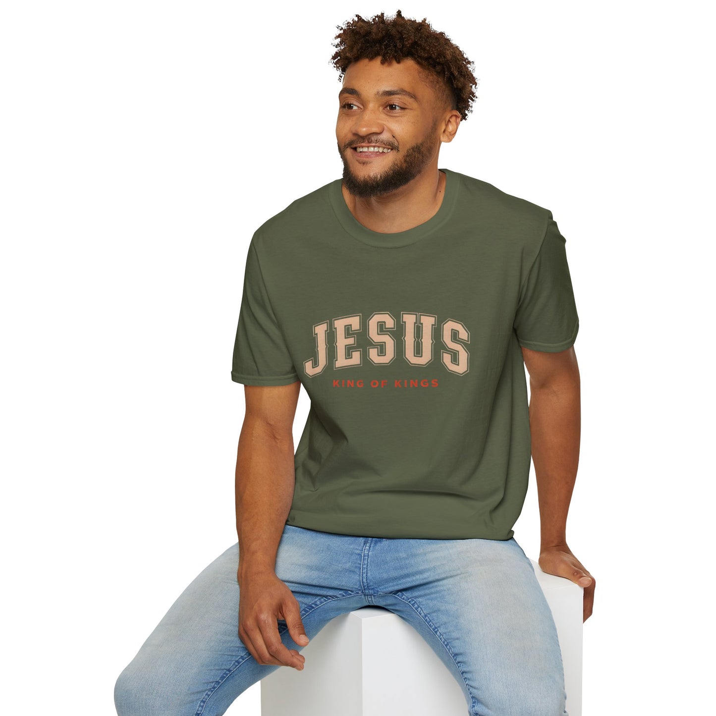 Faith-Inspired Unisex Softstyle T-Shirt - Jesus King of Kings, Christian Apparel, Gift for Believers, Biblical T-Shirt, Religious Fashion
