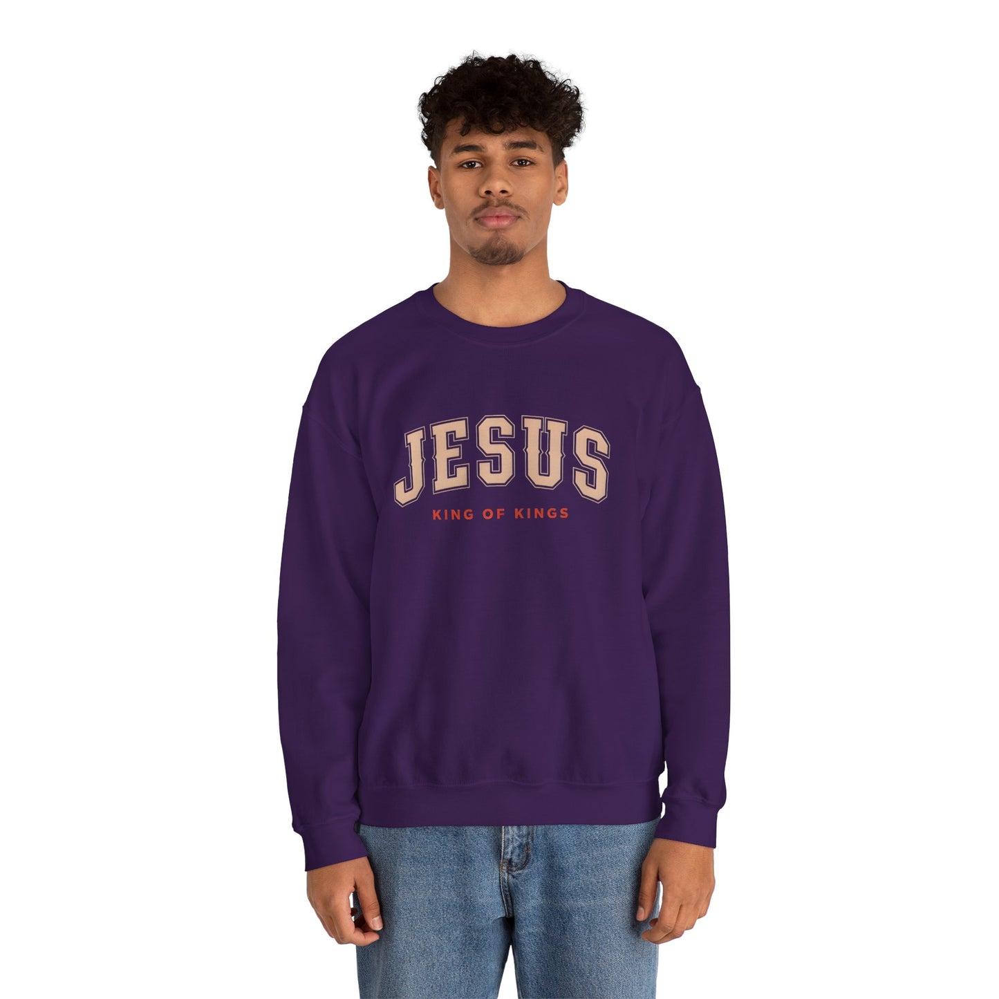 Jesus Crewneck Sweatshirt, Religious Apparel, Christian Gift, Cozy Unisex Sweatshirt, Faith-Based Wardrobe, King of Kings Fashion