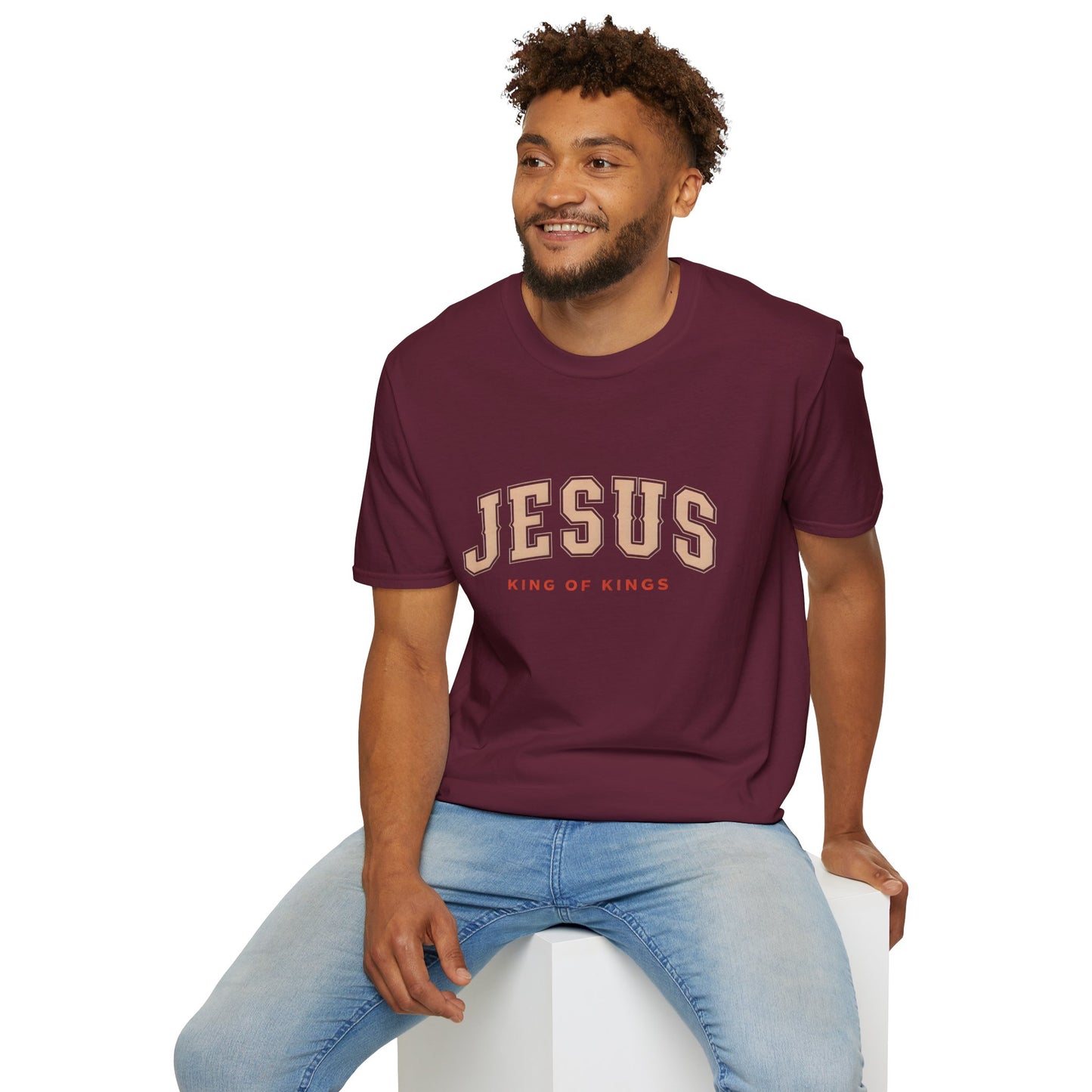 Faith-Inspired Unisex Softstyle T-Shirt - Jesus King of Kings, Christian Apparel, Gift for Believers, Biblical T-Shirt, Religious Fashion