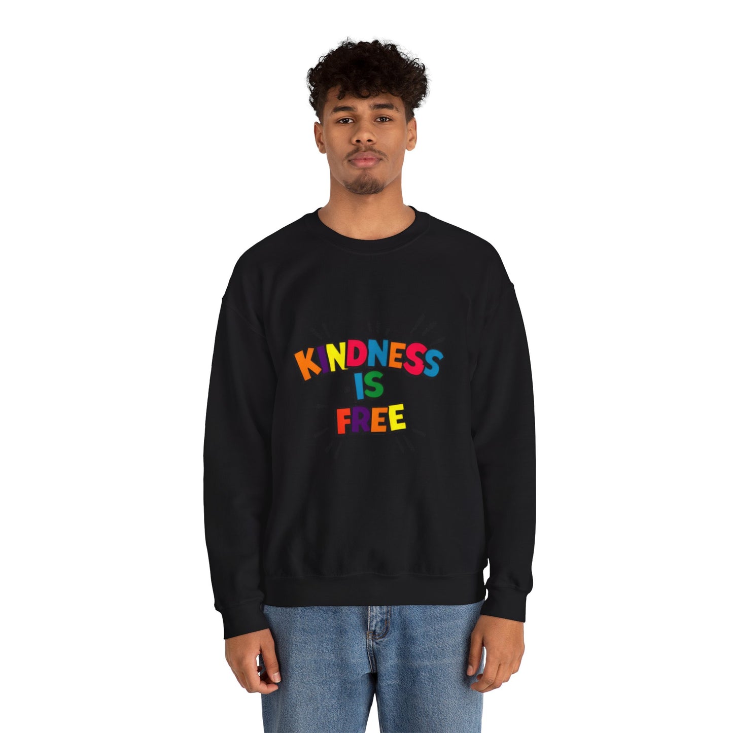 Colorful Kindness is Free Sweatshirt, Unisex Crewneck, Cozy Casual Wear, Gift for Friends, Positive Message Apparel