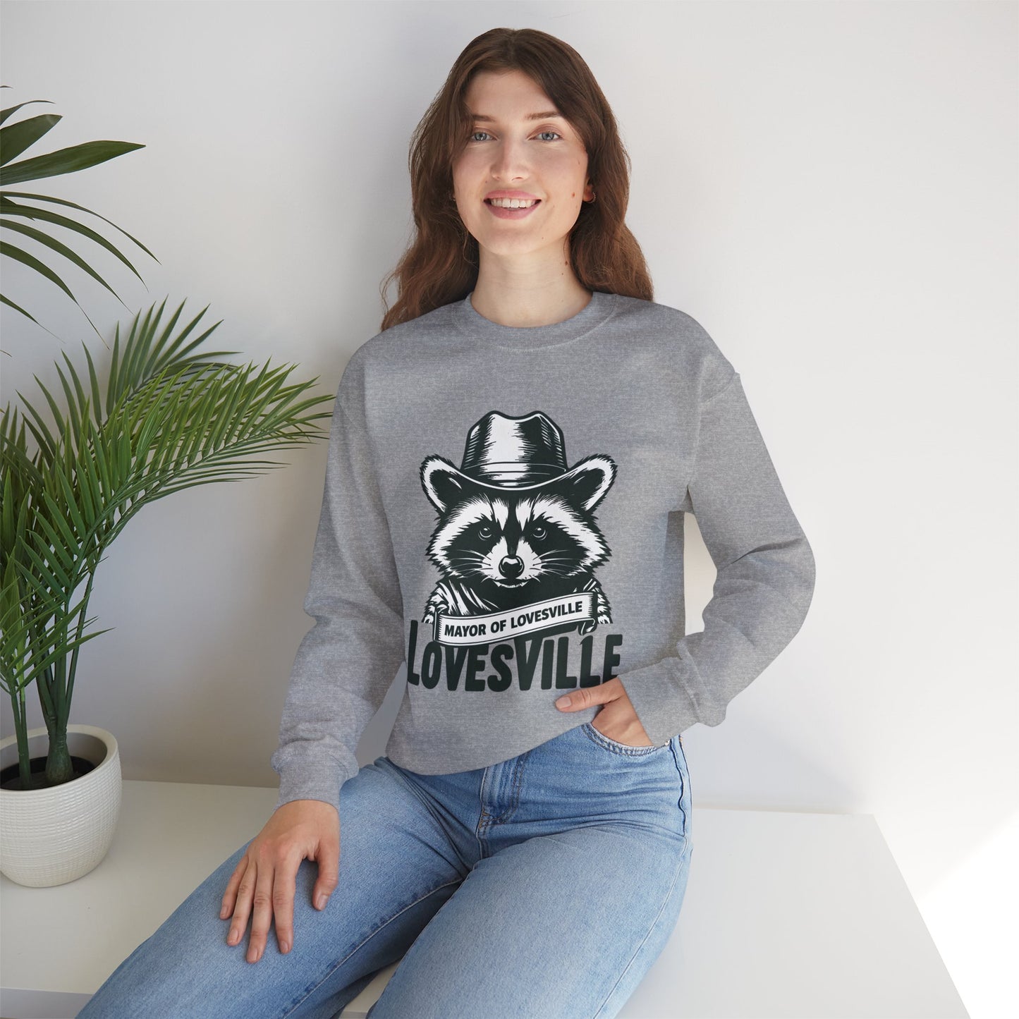 Comfy Mayor of Lovesville Sweatshirt, Casual Unisex Crewneck, Perfect Gift for Animal Lovers, Cozy Style for Holidays, Urban Fashion