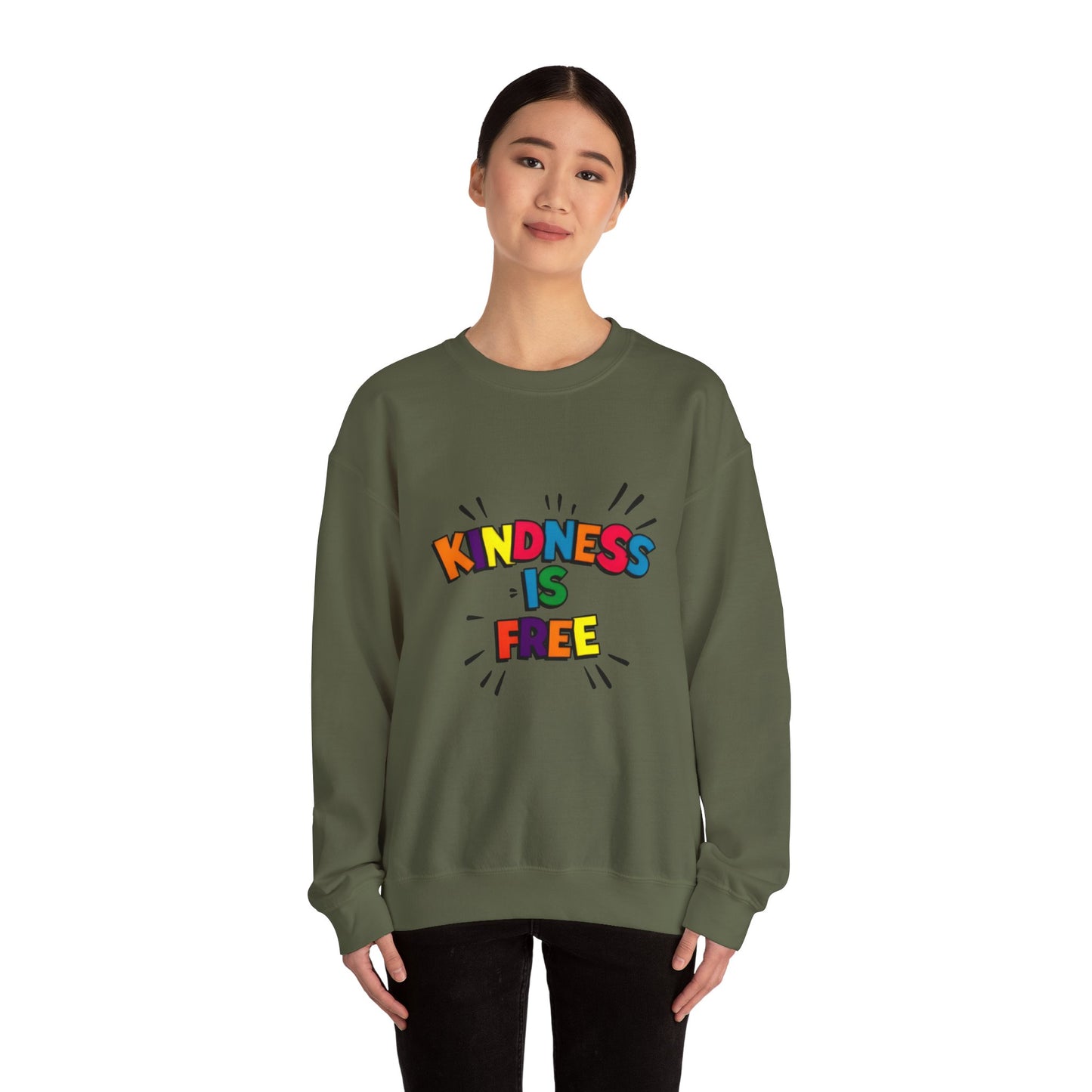 Colorful Kindness is Free Sweatshirt, Unisex Crewneck, Cozy Casual Wear, Gift for Friends, Positive Message Apparel