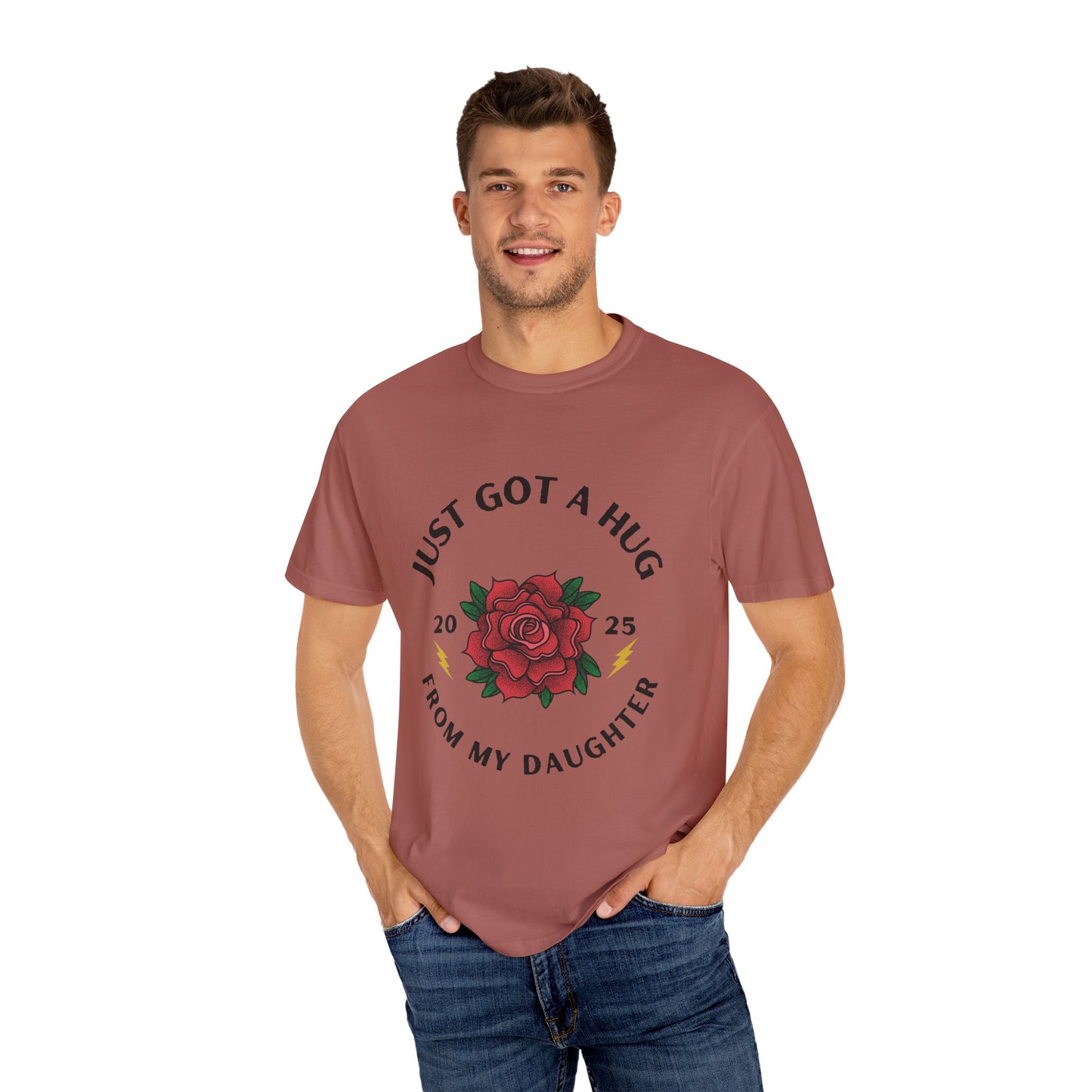 Heartfelt Rose T-Shirt - Just Got a Hug from My Daughter | Unisex Gift for Moms, Birthdays, Anniversaries, Family Events, Love