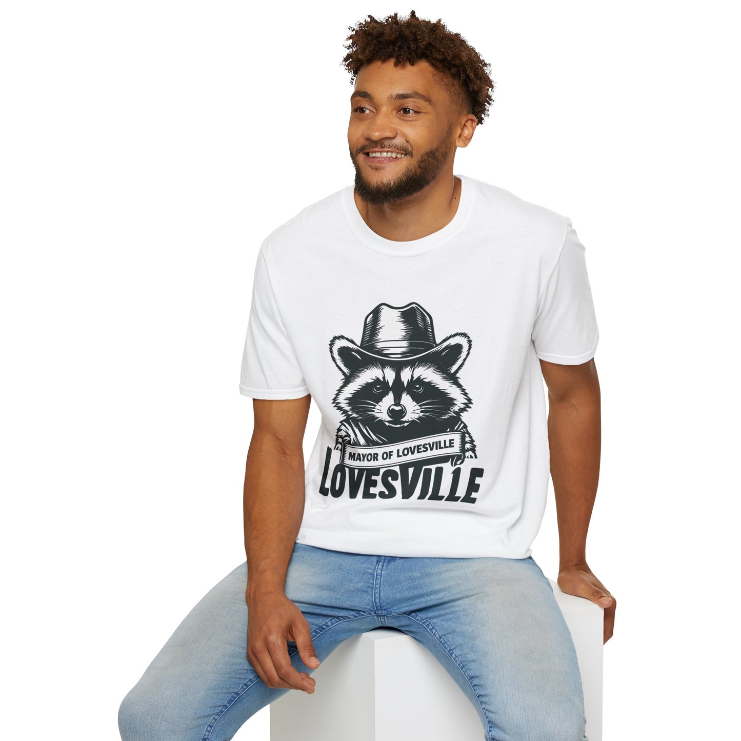 Raccoon Mayor T-Shirt, Funny Animal Tee, Gifts for Animal Lovers, Casual Wear, Unisex Softstyle Shirt