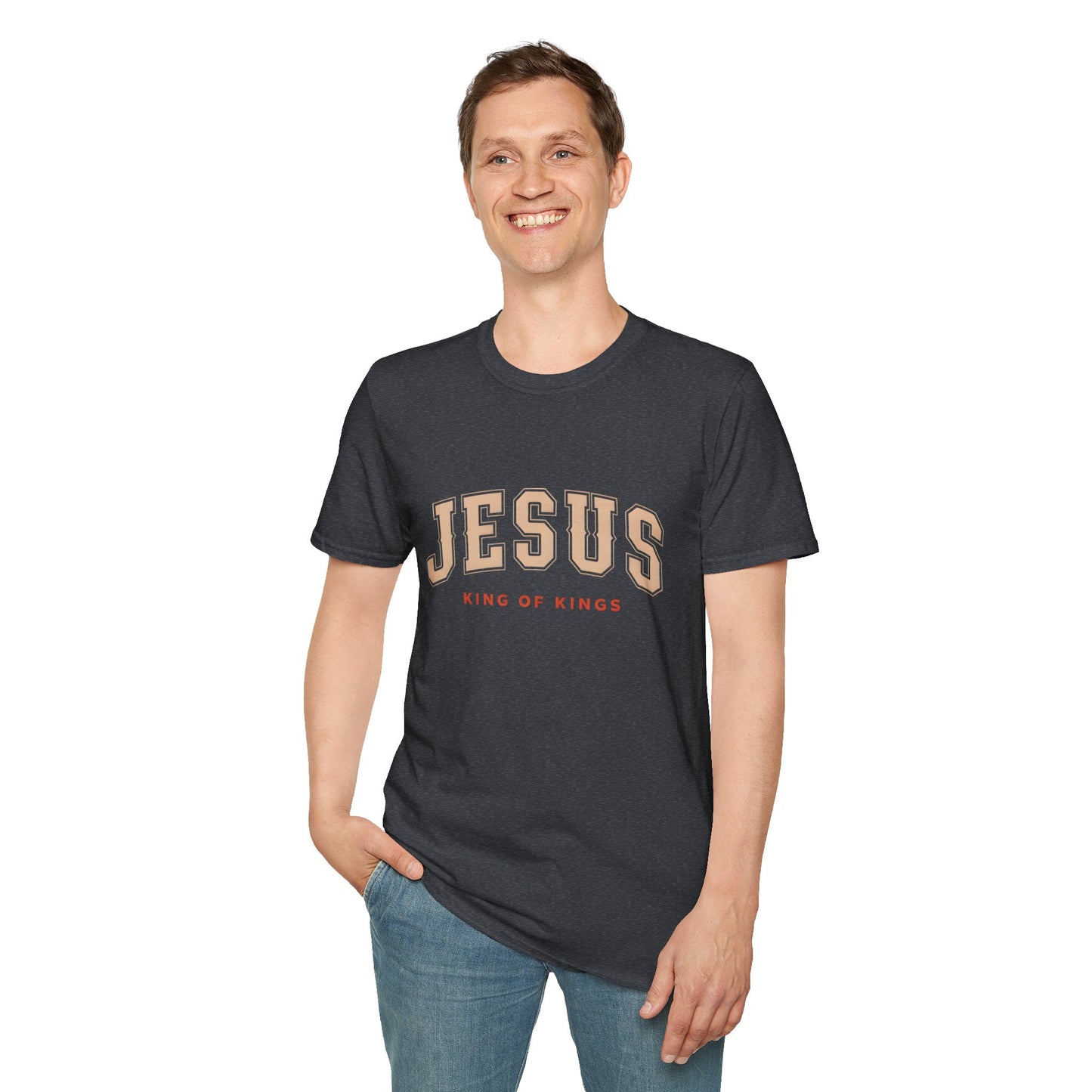 Faith-Inspired Unisex Softstyle T-Shirt - Jesus King of Kings, Christian Apparel, Gift for Believers, Biblical T-Shirt, Religious Fashion