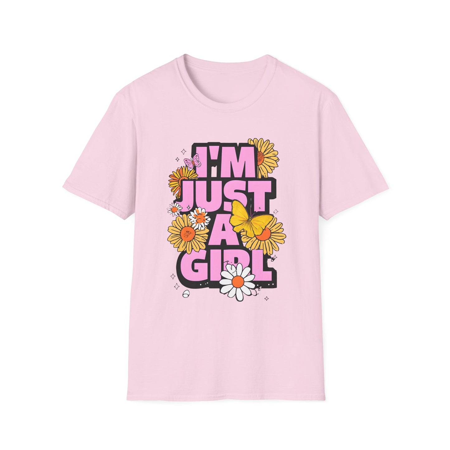 “I'm Just a Girl” Floral Unisex Softstyle T-Shirt – Expressive, Comfortable & Stylish