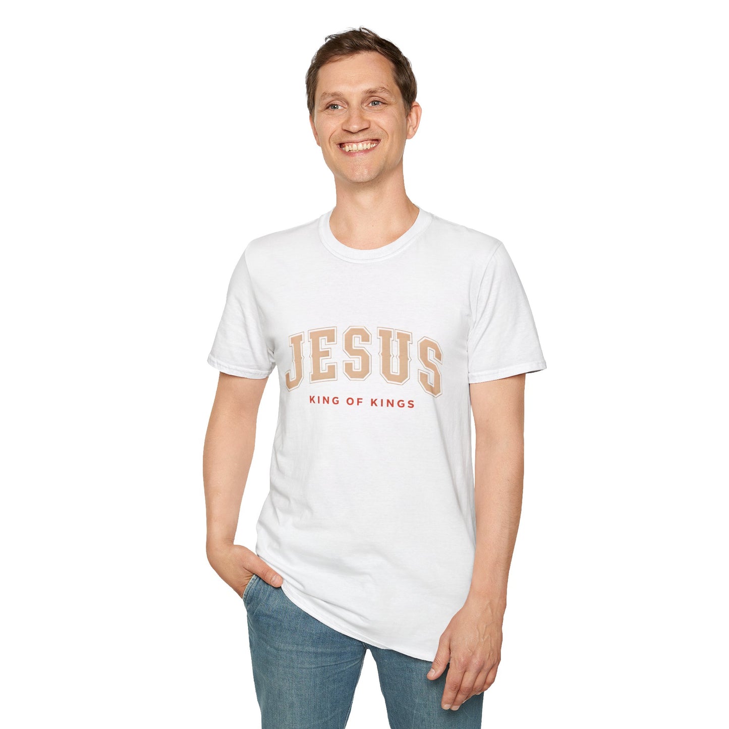 Faith-Inspired Unisex Softstyle T-Shirt - Jesus King of Kings, Christian Apparel, Gift for Believers, Biblical T-Shirt, Religious Fashion