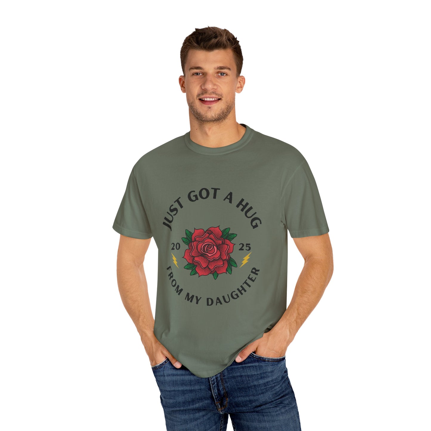 Heartfelt Rose T-Shirt - Just Got a Hug from My Daughter | Unisex Gift for Moms, Birthdays, Anniversaries, Family Events, Love