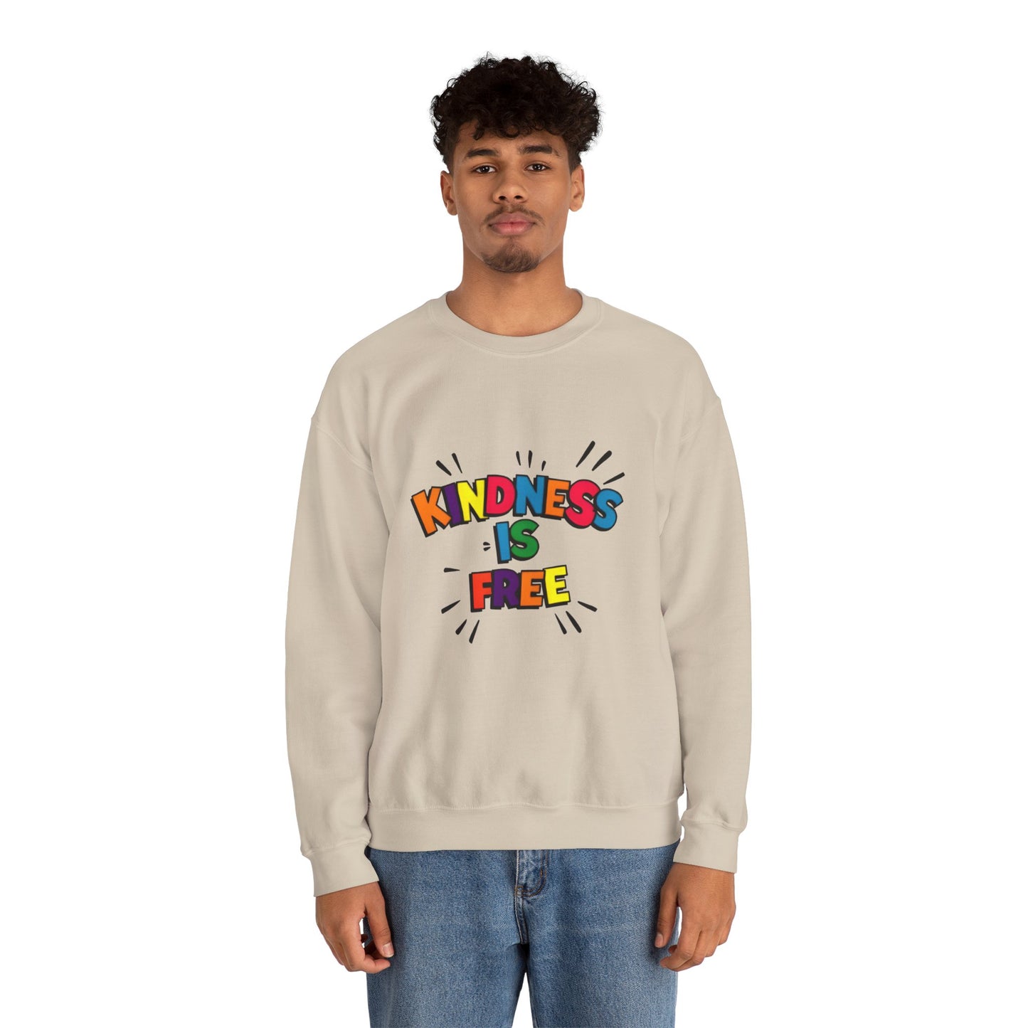 Colorful Kindness is Free Sweatshirt, Unisex Crewneck, Cozy Casual Wear, Gift for Friends, Positive Message Apparel