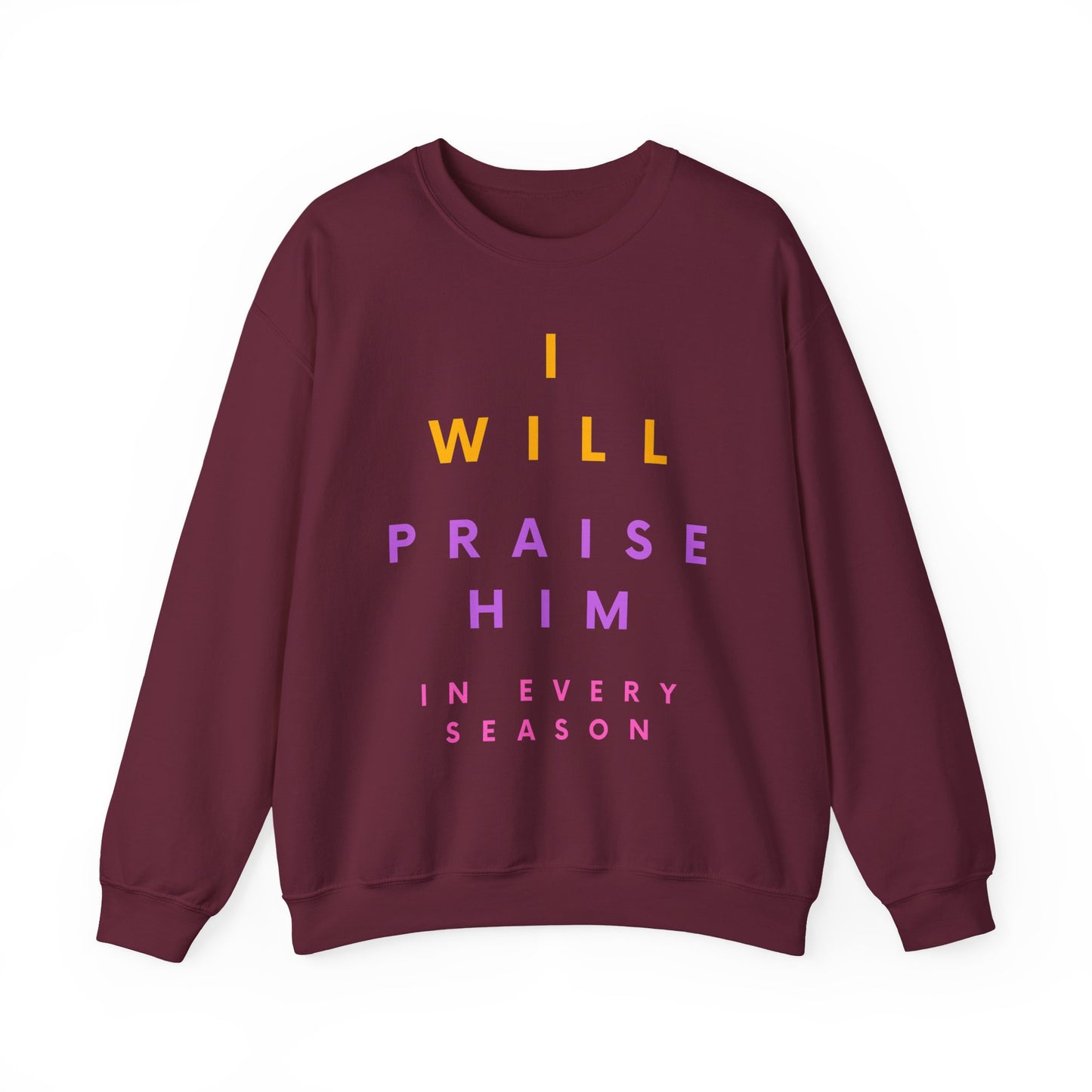 Inspirational Crewneck Sweatshirt - I Will Praise Him, Cozy Gift, Faith-Based Apparel, Everyday Comfort, Religious Sweatshirt