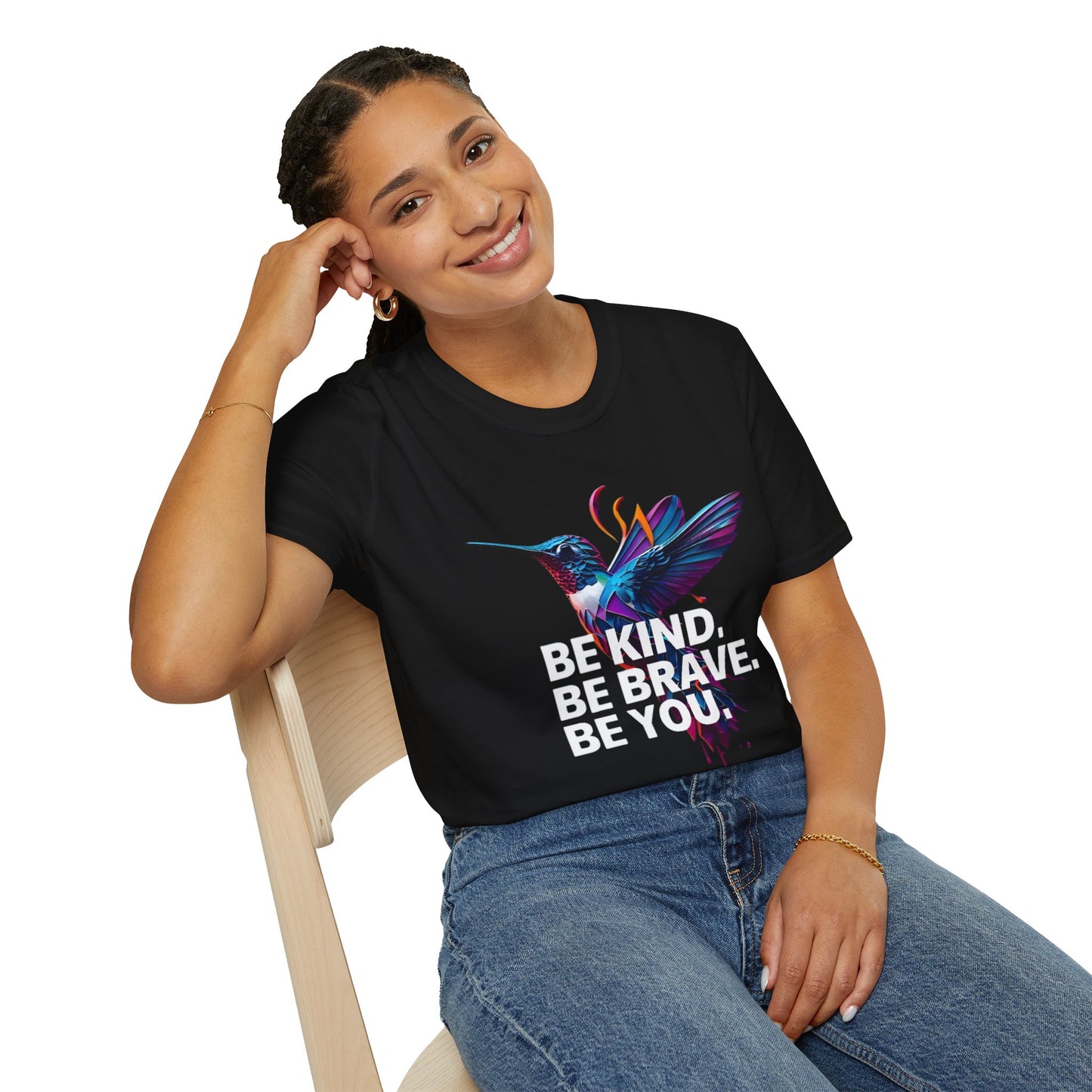 Vibrant Hummingbird T-Shirt, Unisex Softstyle Tee, Colorful Nature Apparel, Eco-Friendly Gift, Casual Wear, Art-Inspired Clothing
