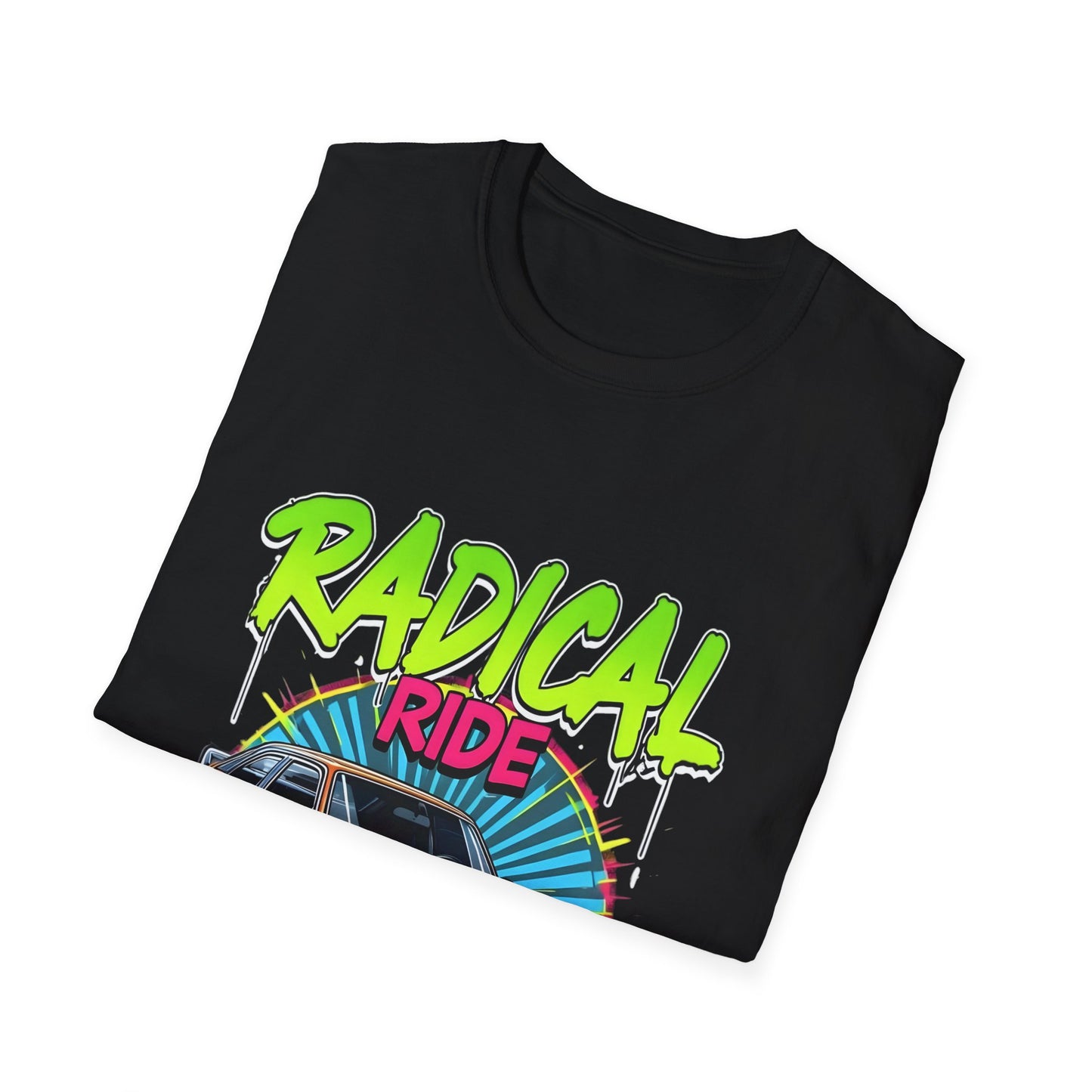 Retro Car T-Shirt, Unisex Softstyle Tee, Radical Ride Graphic Tee, Vintage Auto Apparel, Gift for Car Enthusiasts