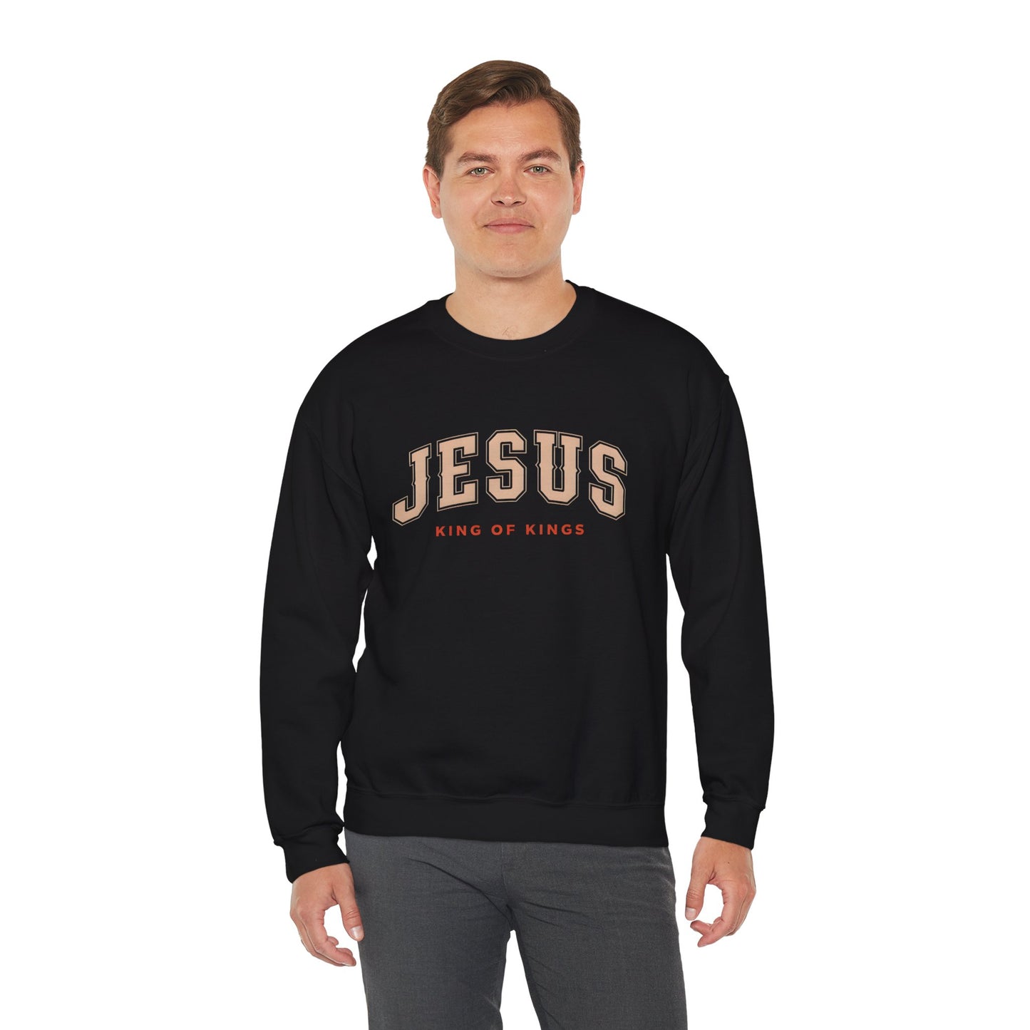Jesus Crewneck Sweatshirt, Religious Apparel, Christian Gift, Cozy Unisex Sweatshirt, Faith-Based Wardrobe, King of Kings Fashion