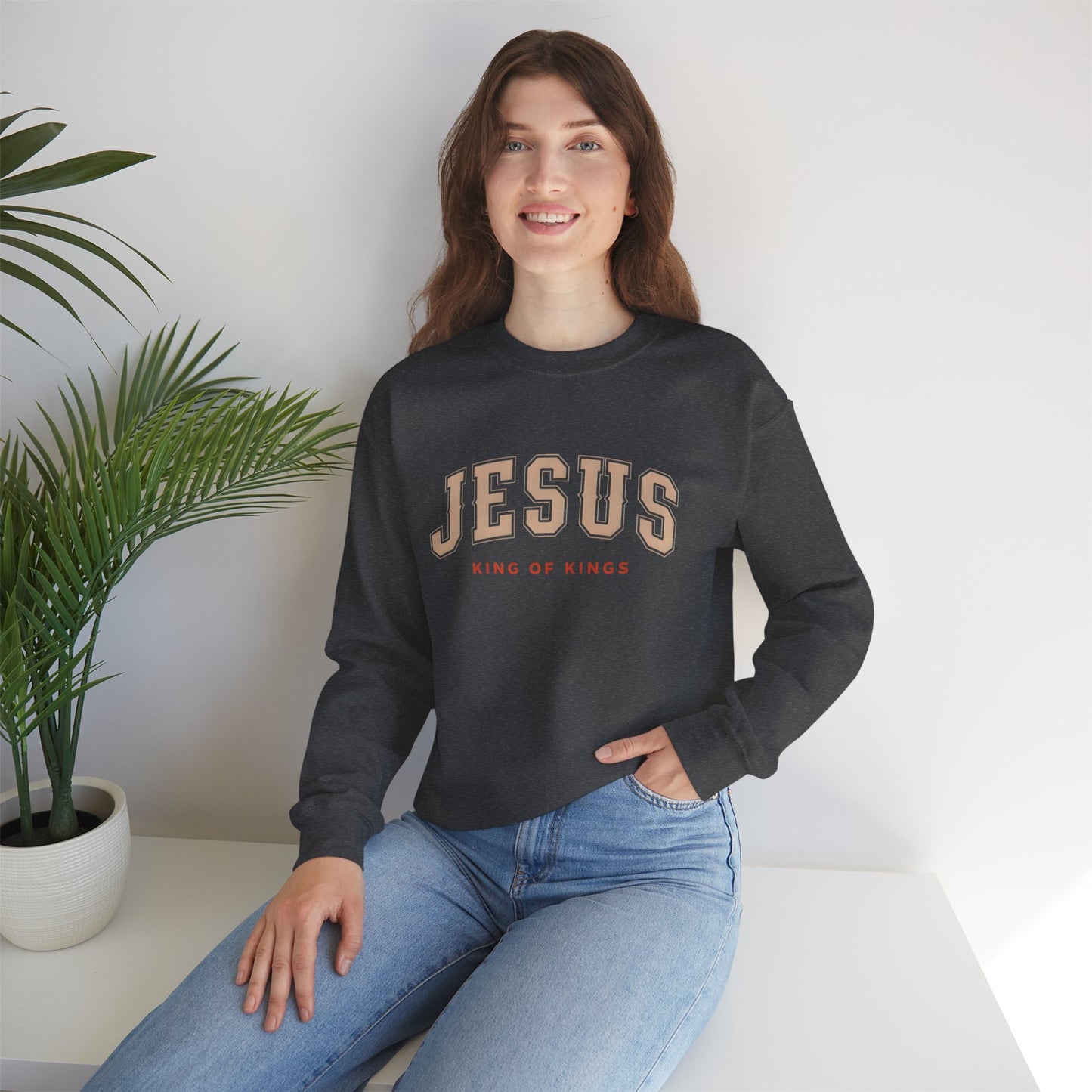 Jesus Crewneck Sweatshirt, Religious Apparel, Christian Gift, Cozy Unisex Sweatshirt, Faith-Based Wardrobe, King of Kings Fashion