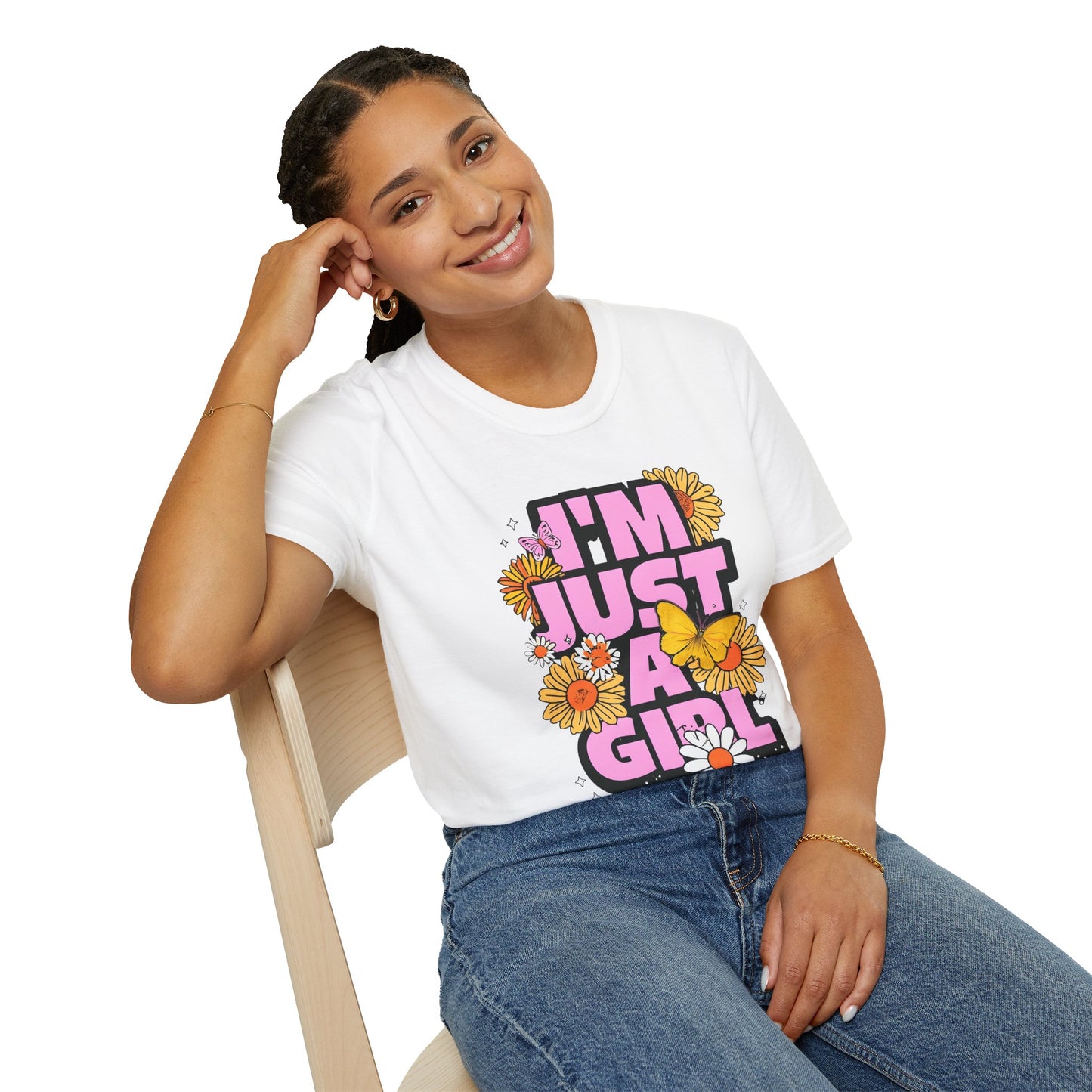 “I'm Just a Girl” Floral Unisex Softstyle T-Shirt – Expressive, Comfortable & Stylish