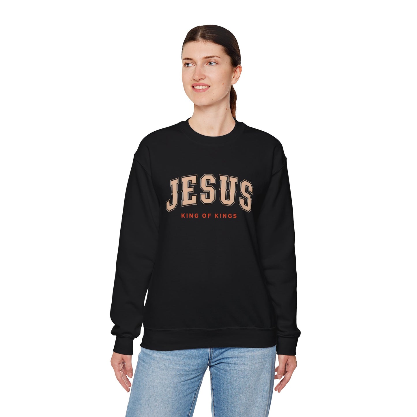Jesus Crewneck Sweatshirt, Religious Apparel, Christian Gift, Cozy Unisex Sweatshirt, Faith-Based Wardrobe, King of Kings Fashion
