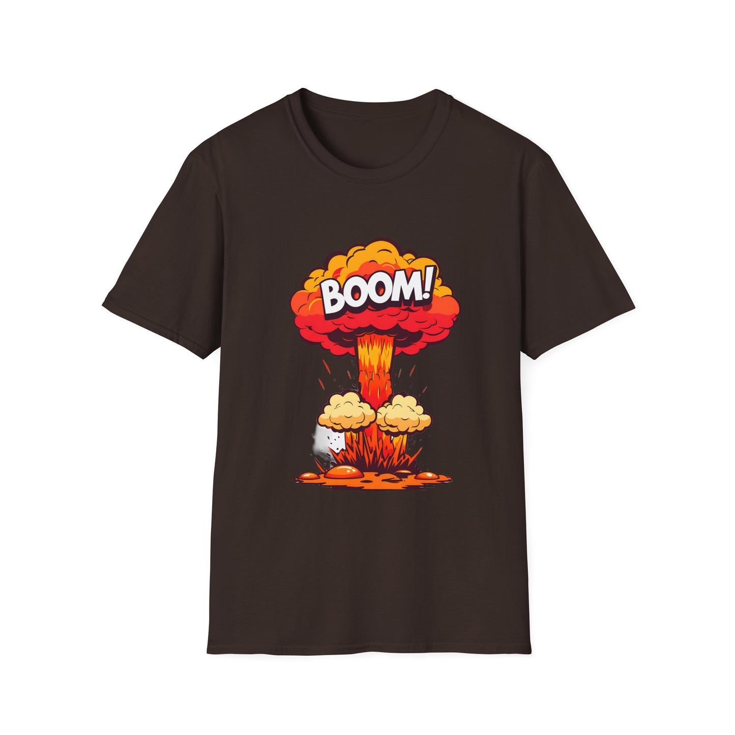 Boom Graphic Tee, Unisex Softstyle Shirt, Funny Casual Top, Gift for Him/Her, Retro Explosion Design