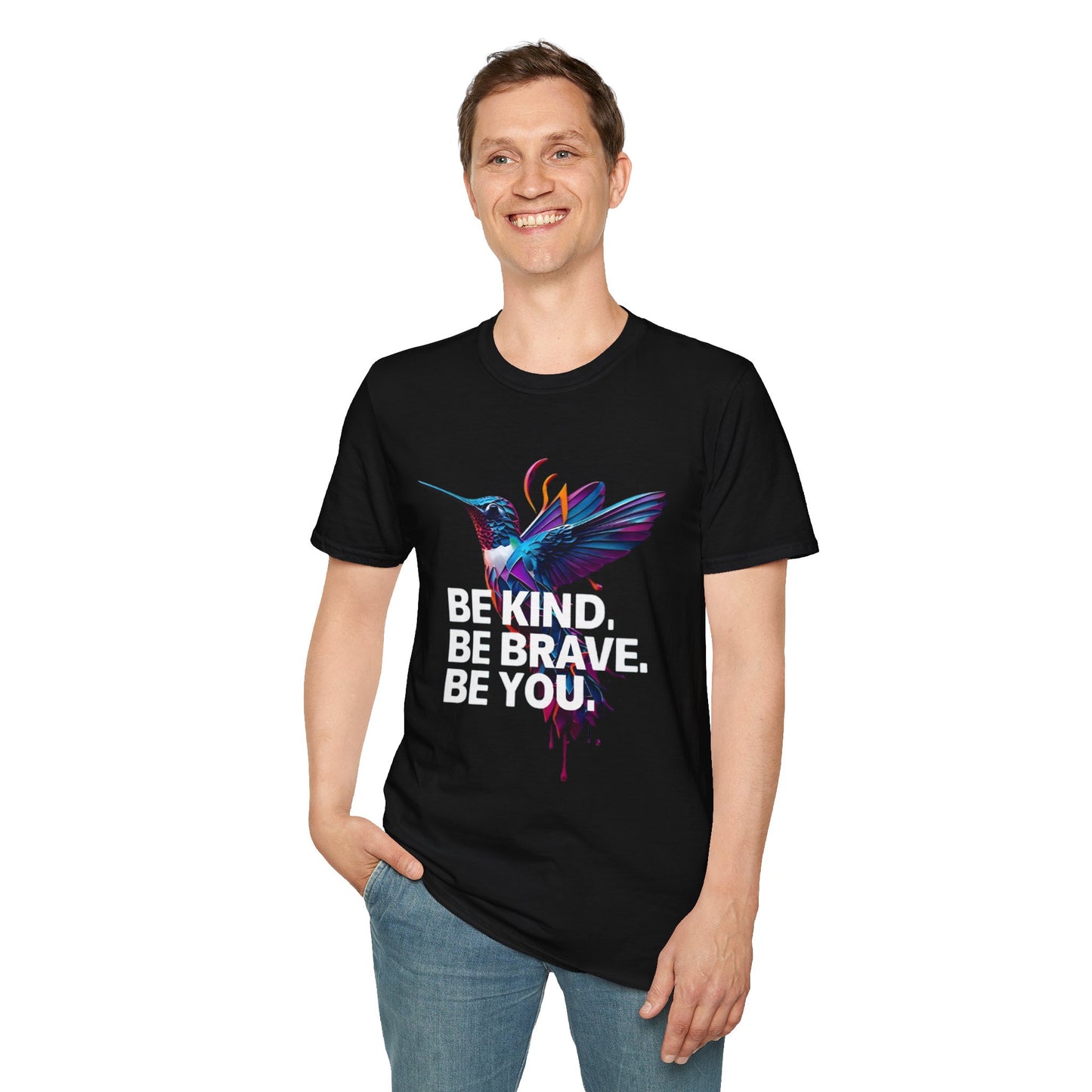 Vibrant Hummingbird T-Shirt, Unisex Softstyle Tee, Colorful Nature Apparel, Eco-Friendly Gift, Casual Wear, Art-Inspired Clothing
