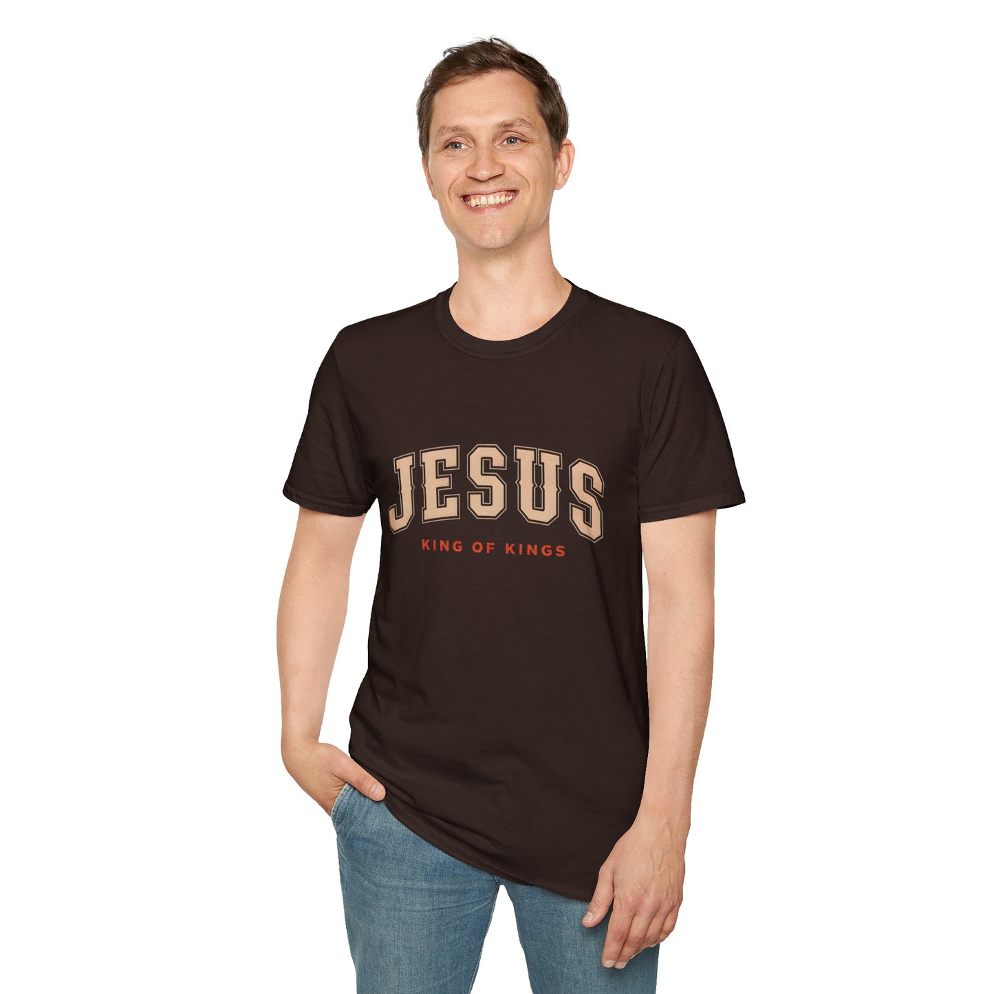 Faith-Inspired Unisex Softstyle T-Shirt - Jesus King of Kings, Christian Apparel, Gift for Believers, Biblical T-Shirt, Religious Fashion