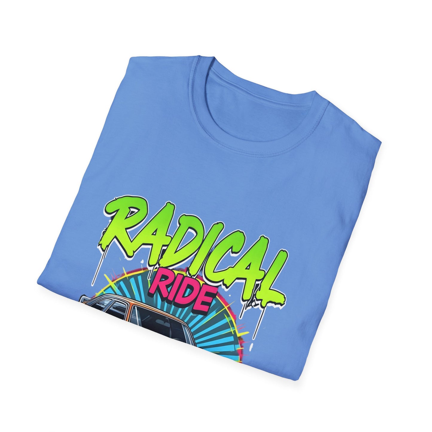 Retro Car T-Shirt, Unisex Softstyle Tee, Radical Ride Graphic Tee, Vintage Auto Apparel, Gift for Car Enthusiasts