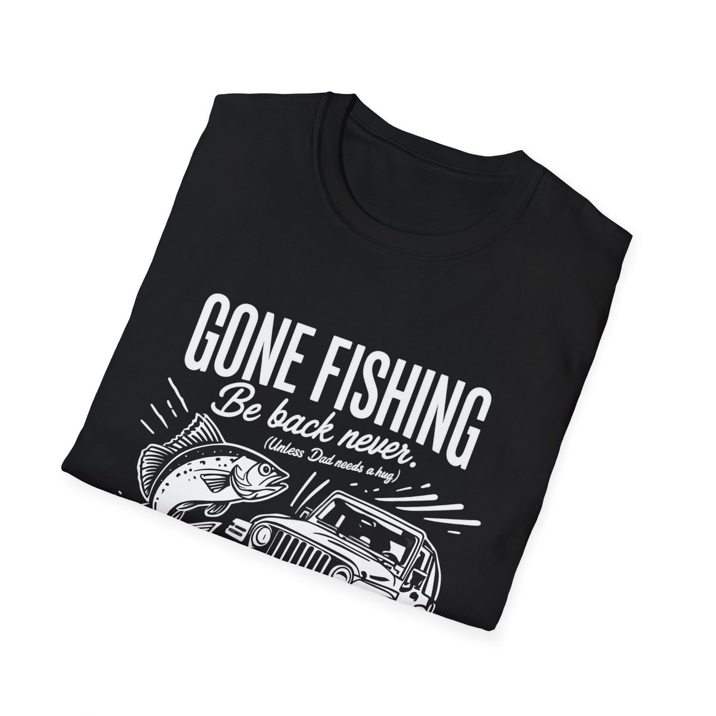 Gone Fishing Unisex Softstyle T-Shirt, Fun Fishing Tee, Outdoor Adventure Shirt, Gift for Fisherman, Casual Travel Wear