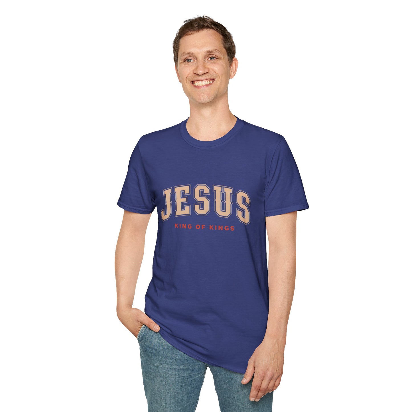 Faith-Inspired Unisex Softstyle T-Shirt - Jesus King of Kings, Christian Apparel, Gift for Believers, Biblical T-Shirt, Religious Fashion