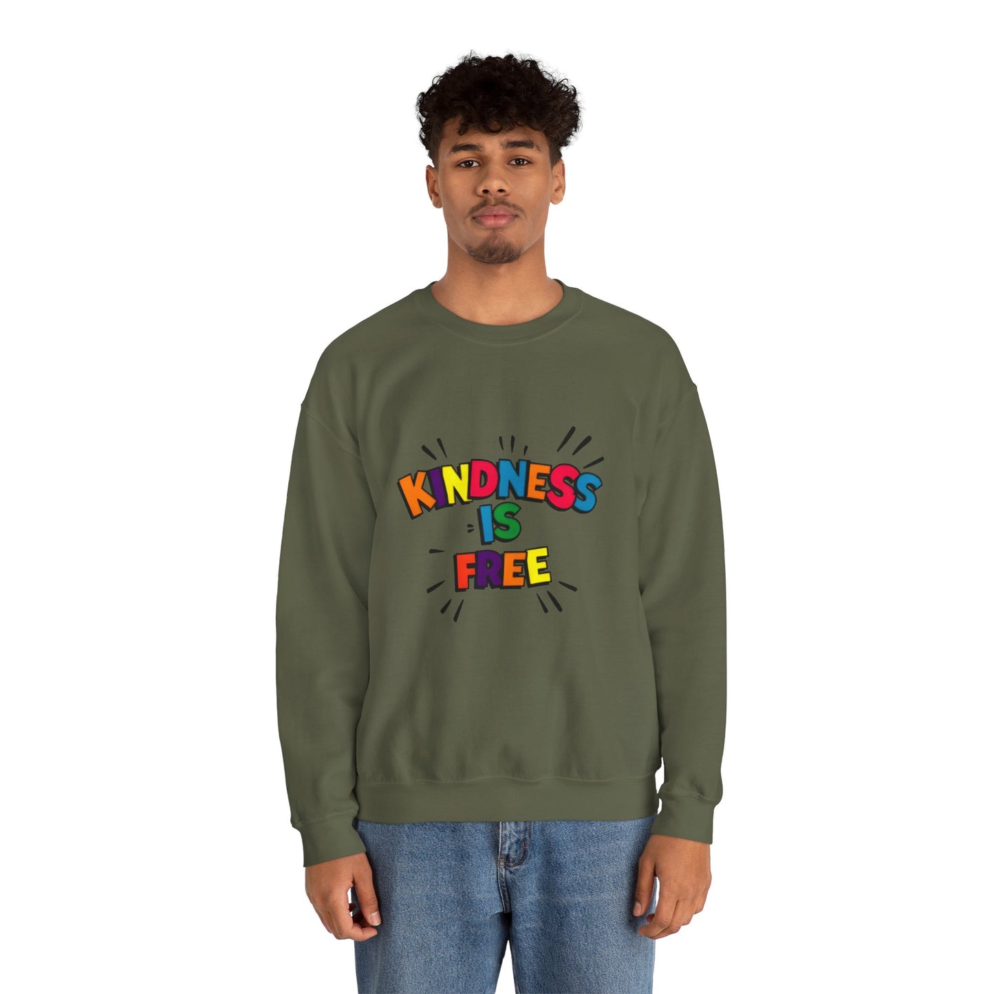 Colorful Kindness is Free Sweatshirt, Unisex Crewneck, Cozy Casual Wear, Gift for Friends, Positive Message Apparel