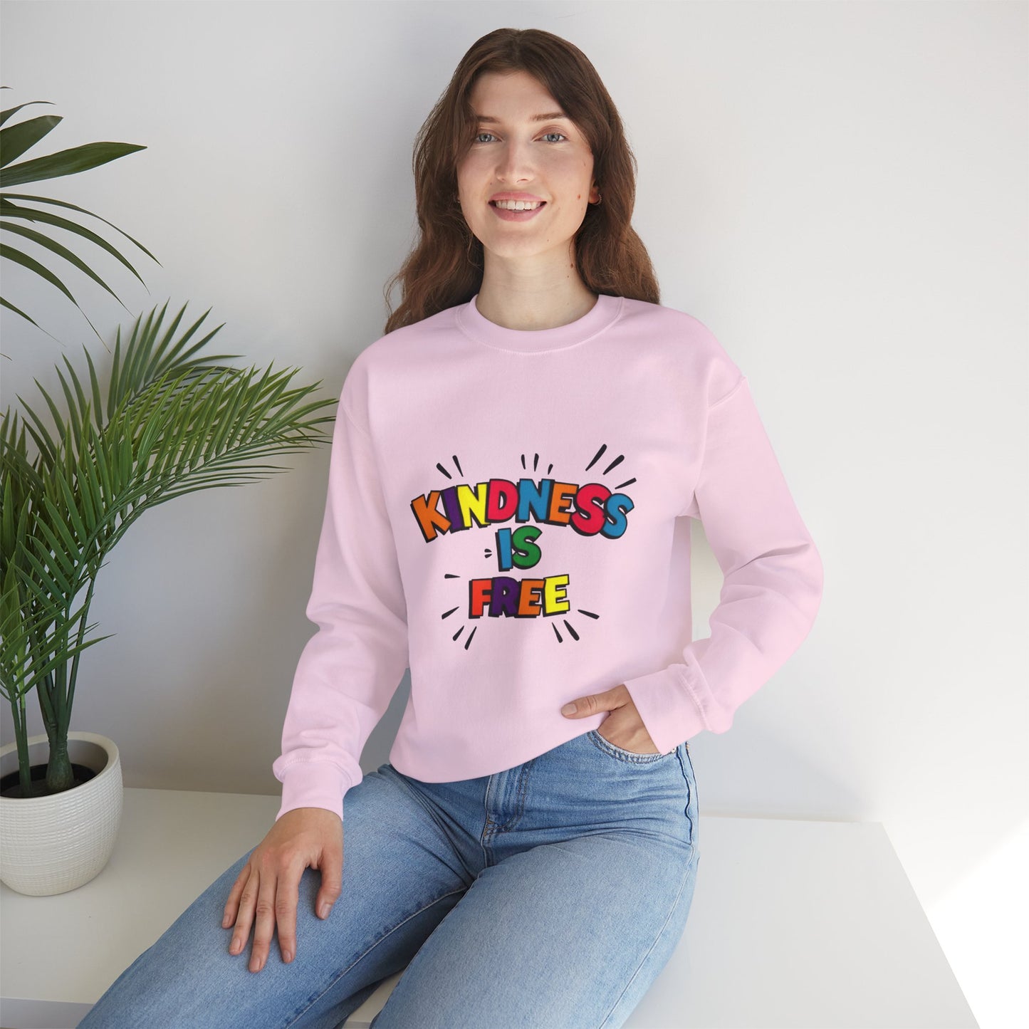 Colorful Kindness is Free Sweatshirt, Unisex Crewneck, Cozy Casual Wear, Gift for Friends, Positive Message Apparel