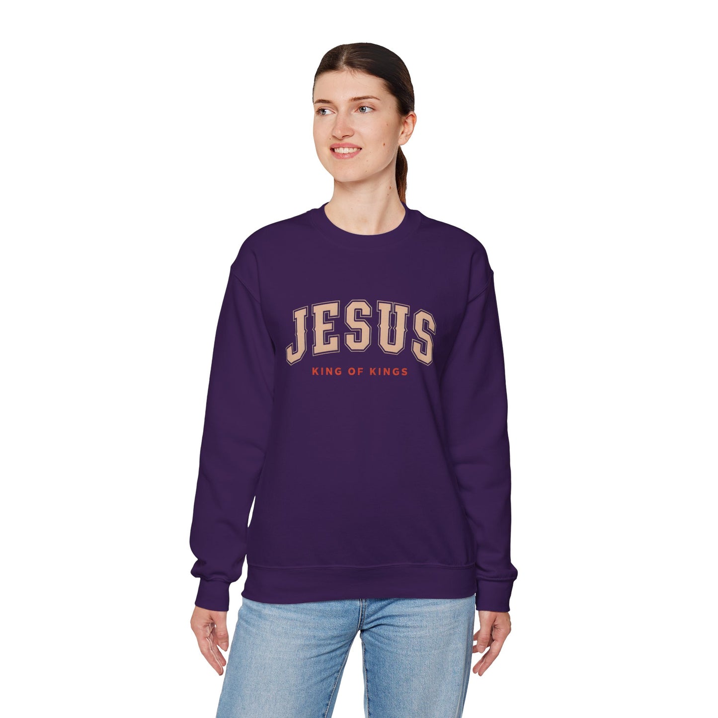 Jesus Crewneck Sweatshirt, Religious Apparel, Christian Gift, Cozy Unisex Sweatshirt, Faith-Based Wardrobe, King of Kings Fashion