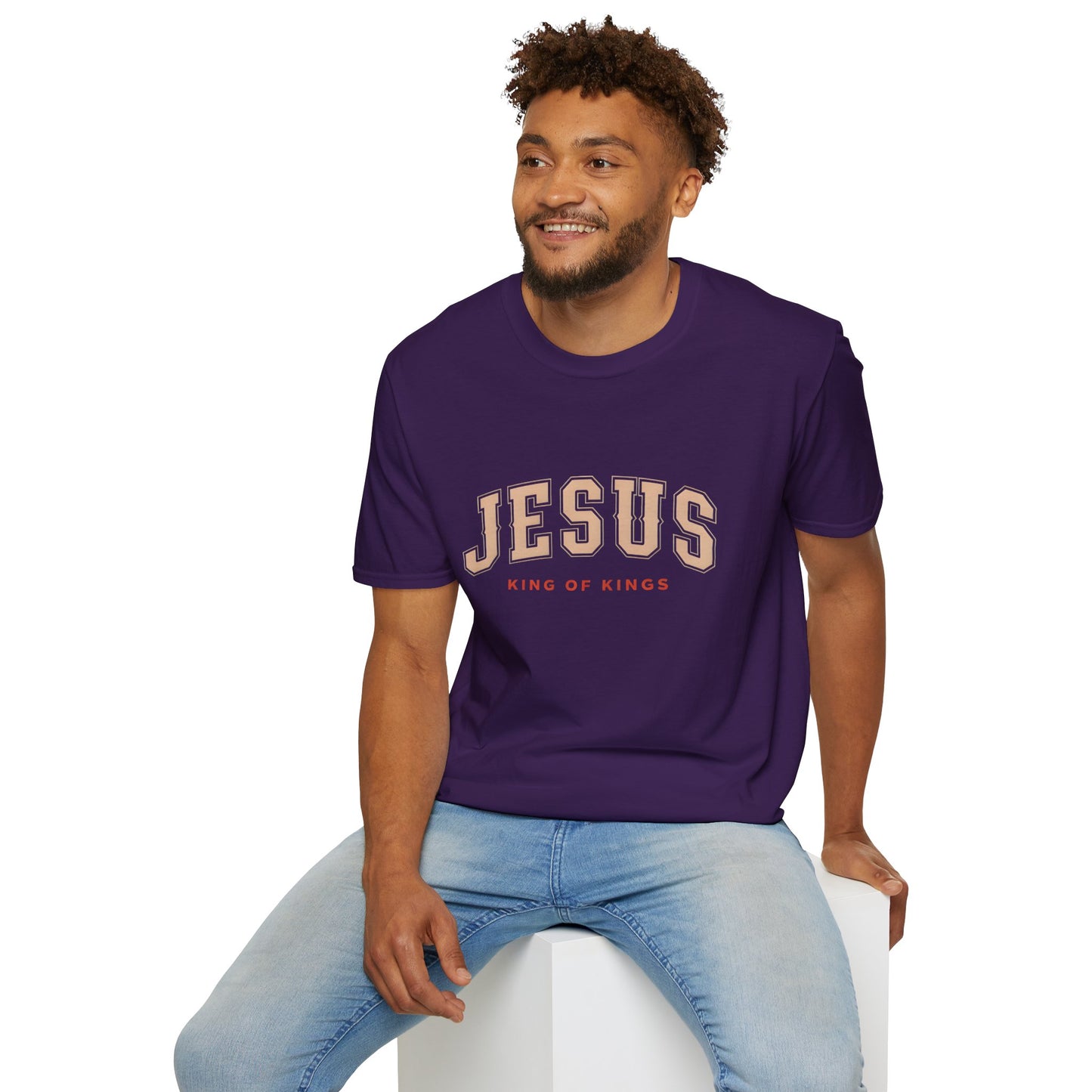 Faith-Inspired Unisex Softstyle T-Shirt - Jesus King of Kings, Christian Apparel, Gift for Believers, Biblical T-Shirt, Religious Fashion
