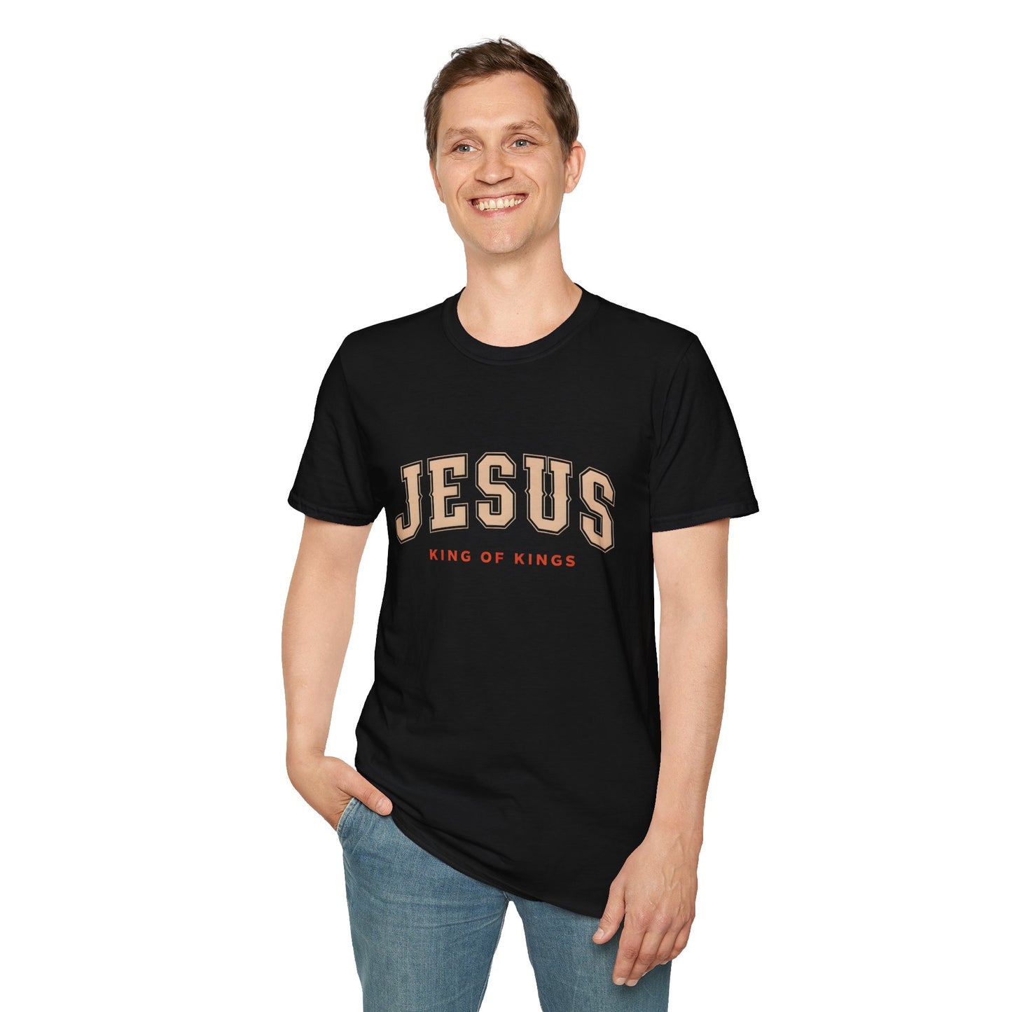 Faith-Inspired Unisex Softstyle T-Shirt - Jesus King of Kings, Christian Apparel, Gift for Believers, Biblical T-Shirt, Religious Fashion
