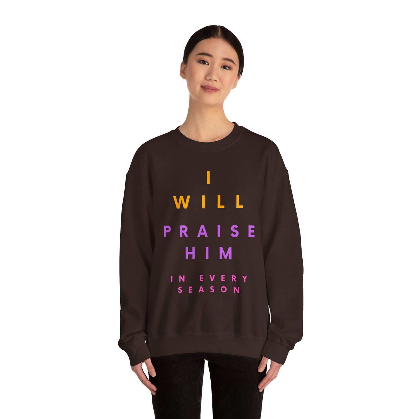 Inspirational Crewneck Sweatshirt - I Will Praise Him, Cozy Gift, Faith-Based Apparel, Everyday Comfort, Religious Sweatshirt