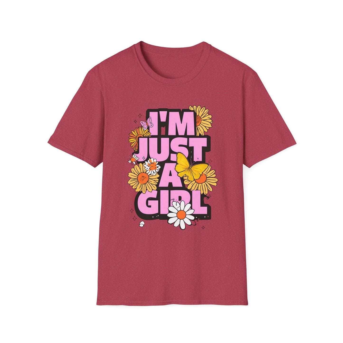 “I'm Just a Girl” Floral Unisex Softstyle T-Shirt – Expressive, Comfortable & Stylish