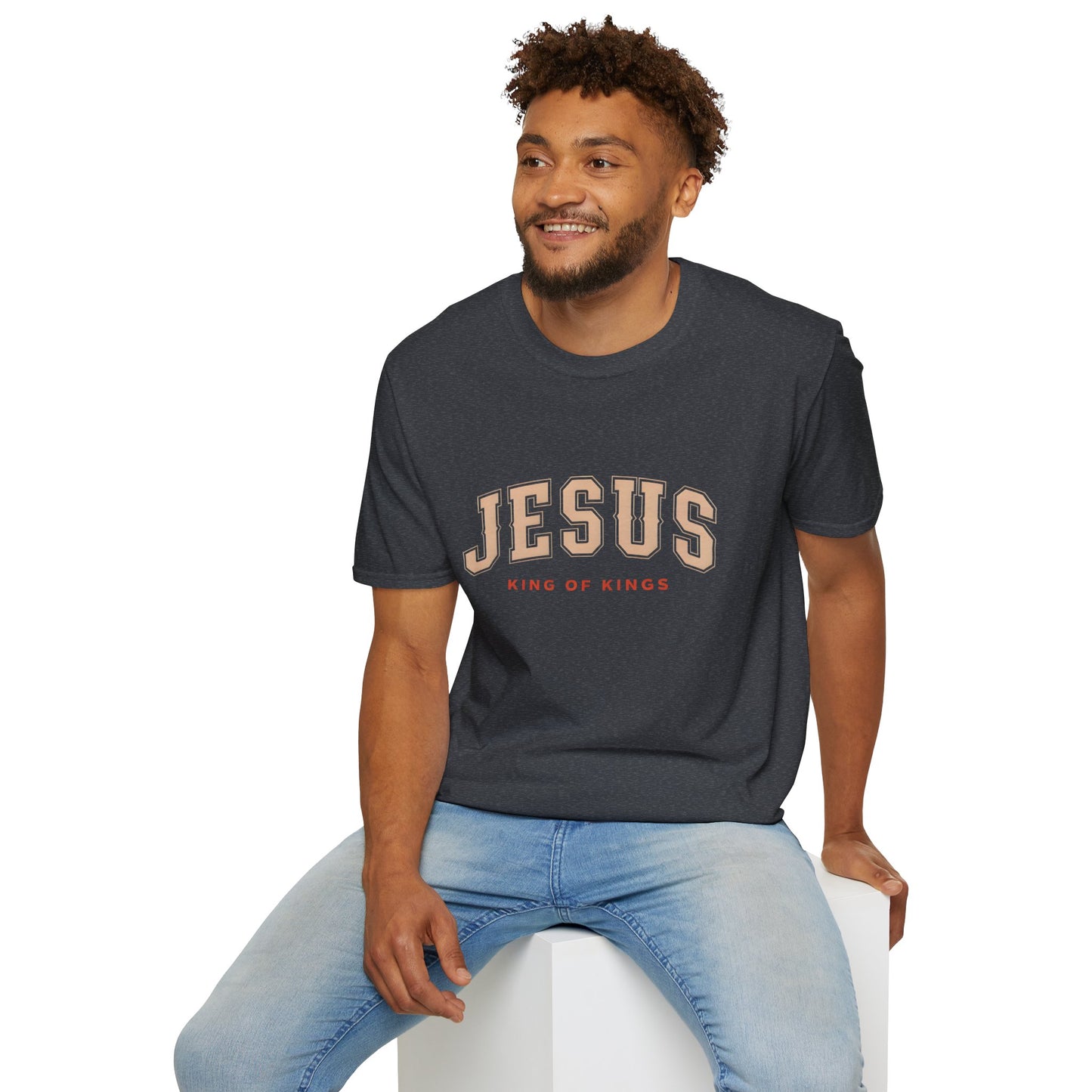 Faith-Inspired Unisex Softstyle T-Shirt - Jesus King of Kings, Christian Apparel, Gift for Believers, Biblical T-Shirt, Religious Fashion