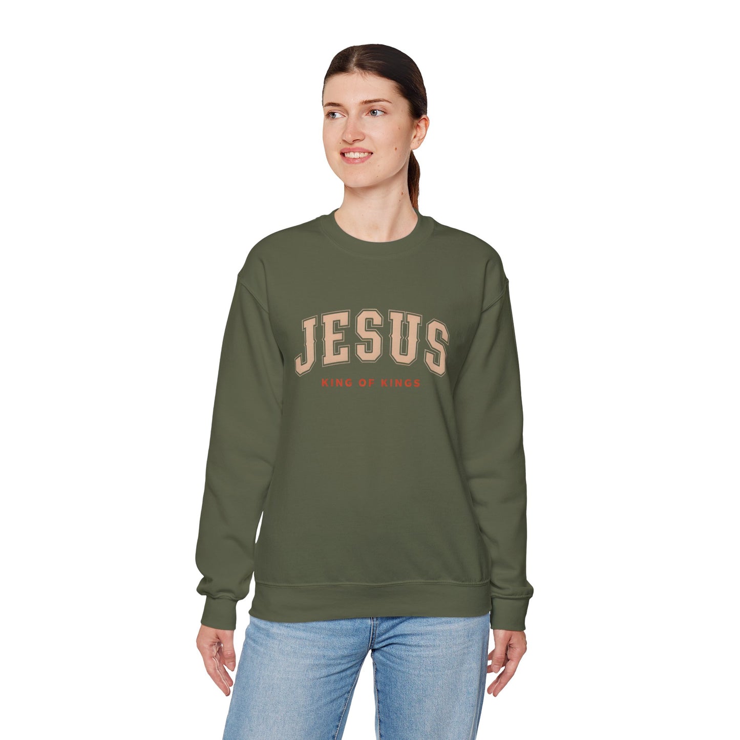 Jesus Crewneck Sweatshirt, Religious Apparel, Christian Gift, Cozy Unisex Sweatshirt, Faith-Based Wardrobe, King of Kings Fashion