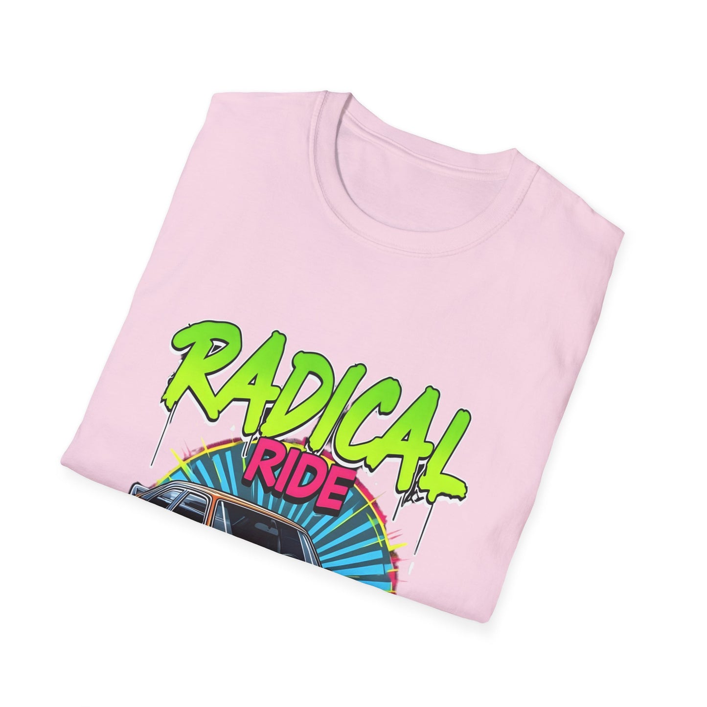 Retro Car T-Shirt, Unisex Softstyle Tee, Radical Ride Graphic Tee, Vintage Auto Apparel, Gift for Car Enthusiasts